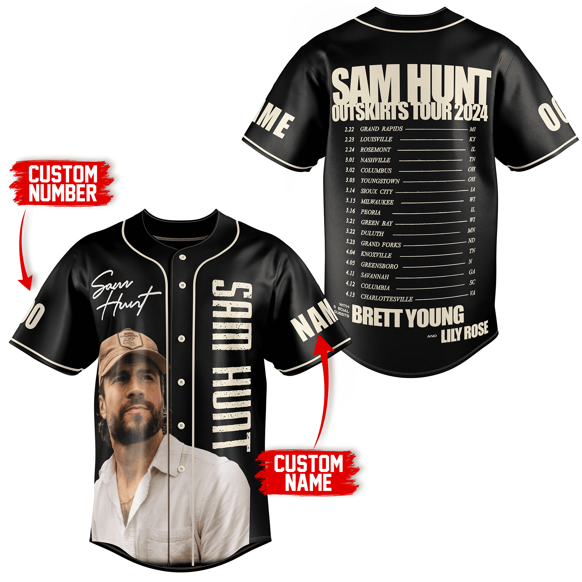 Sam Hunt Baseball Jersey For Fans