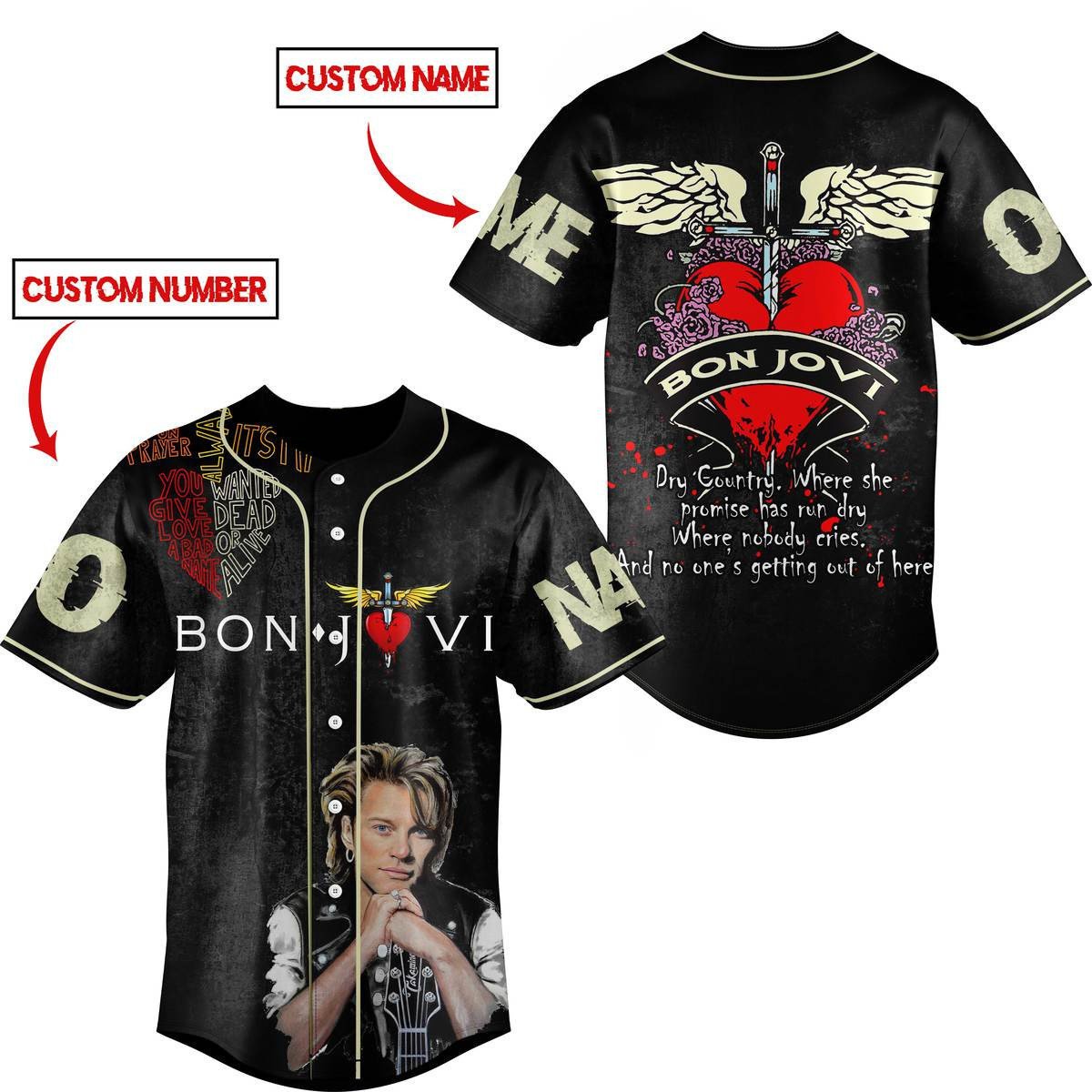 Bon Jovi Baseball Jersey For Fans