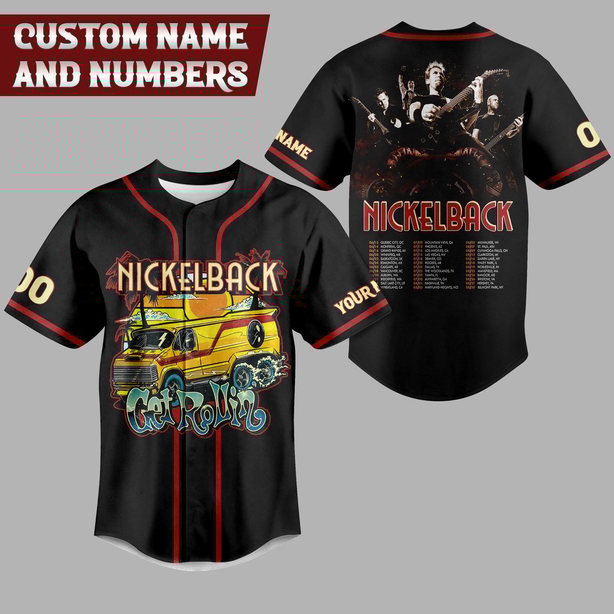 Nickelback Get Rollin Baseball Jersey For Fans