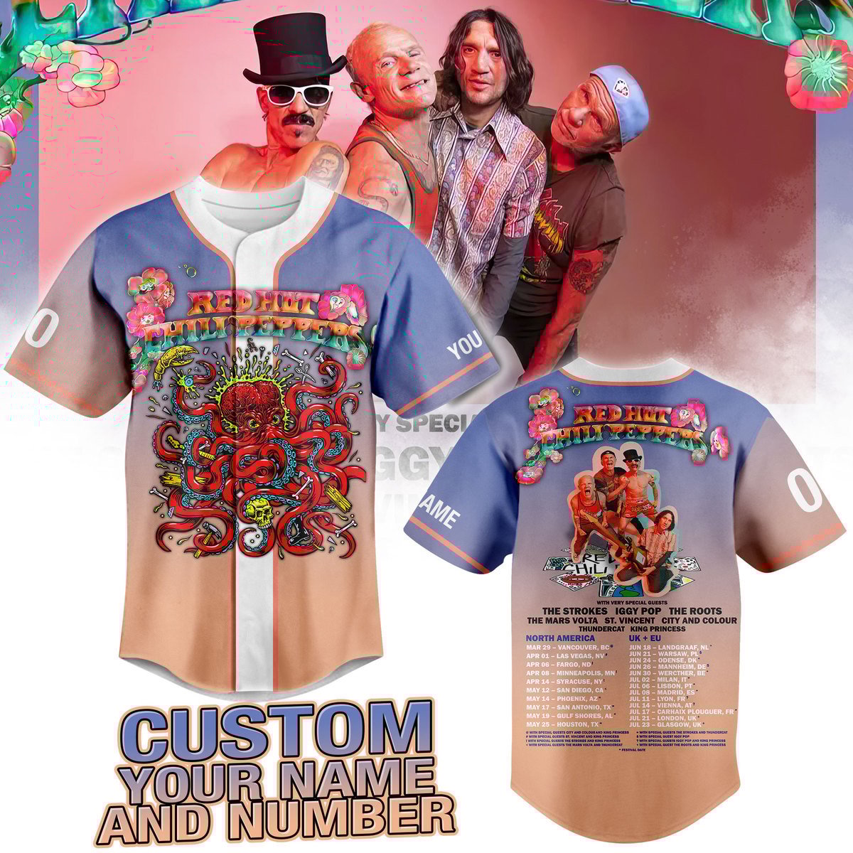 Red Hot Chili Peppers Baseball Jersey For Fans