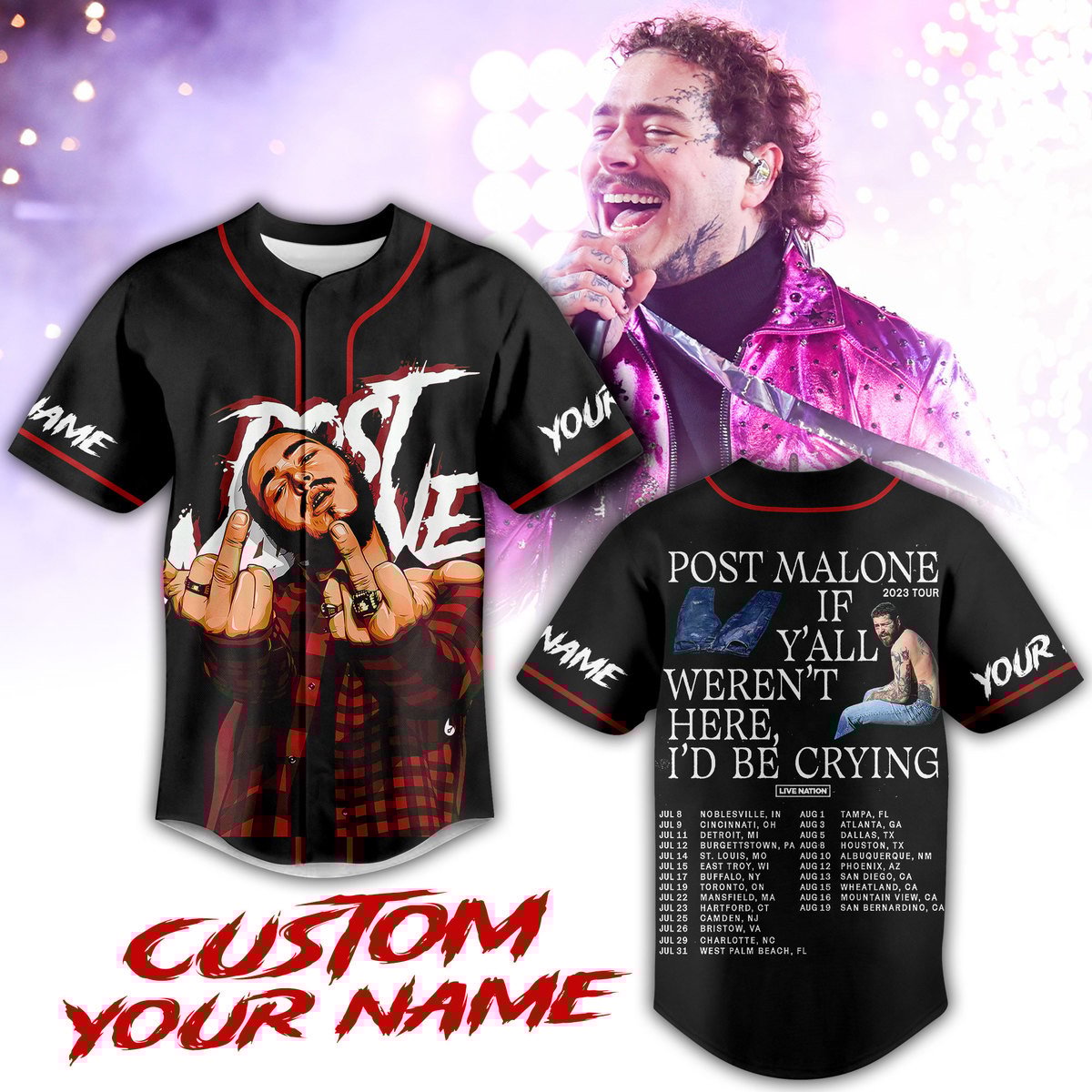 Post Malone Baseball Jersey For Fans