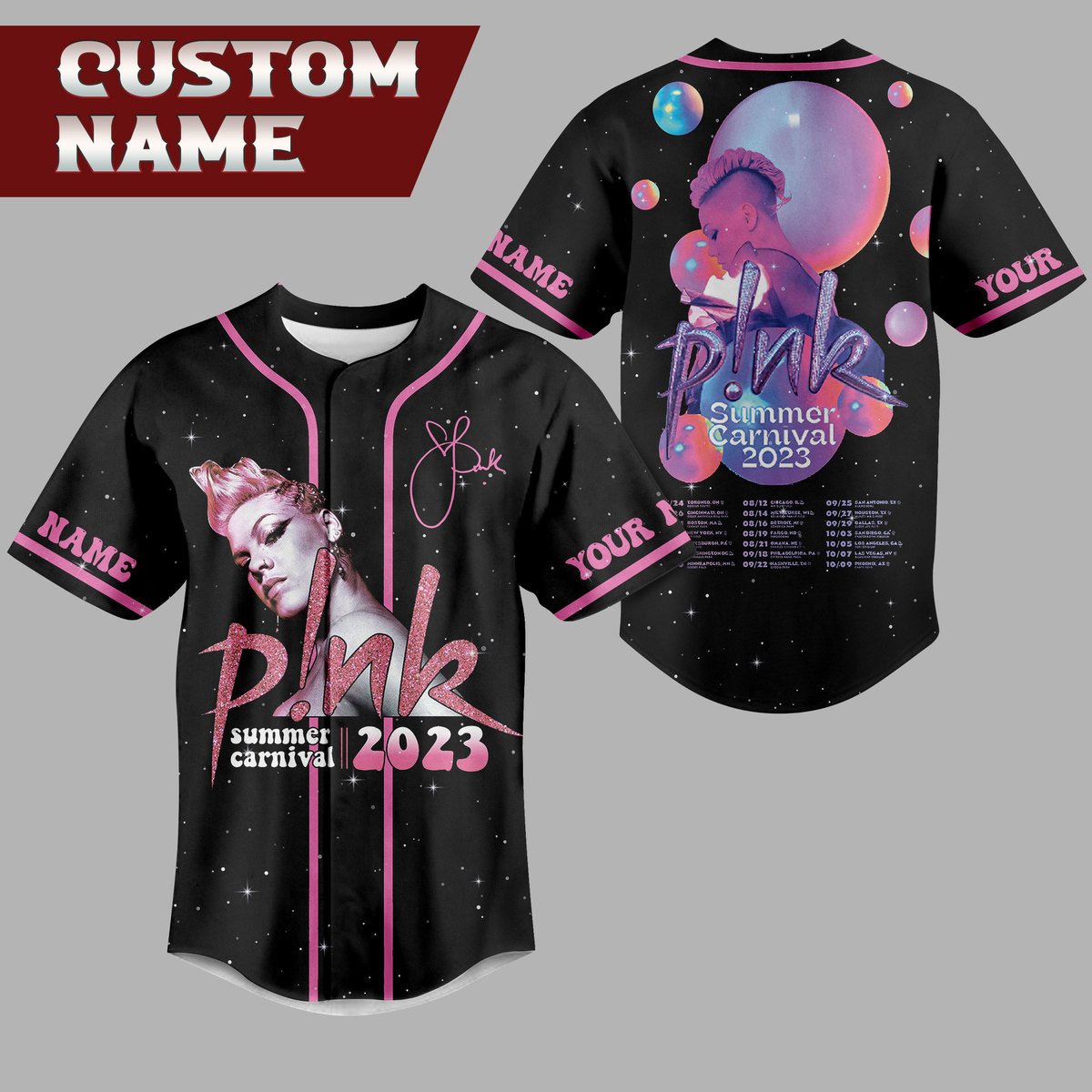 Pink Summer Carnival Baseball Jersey For Fans