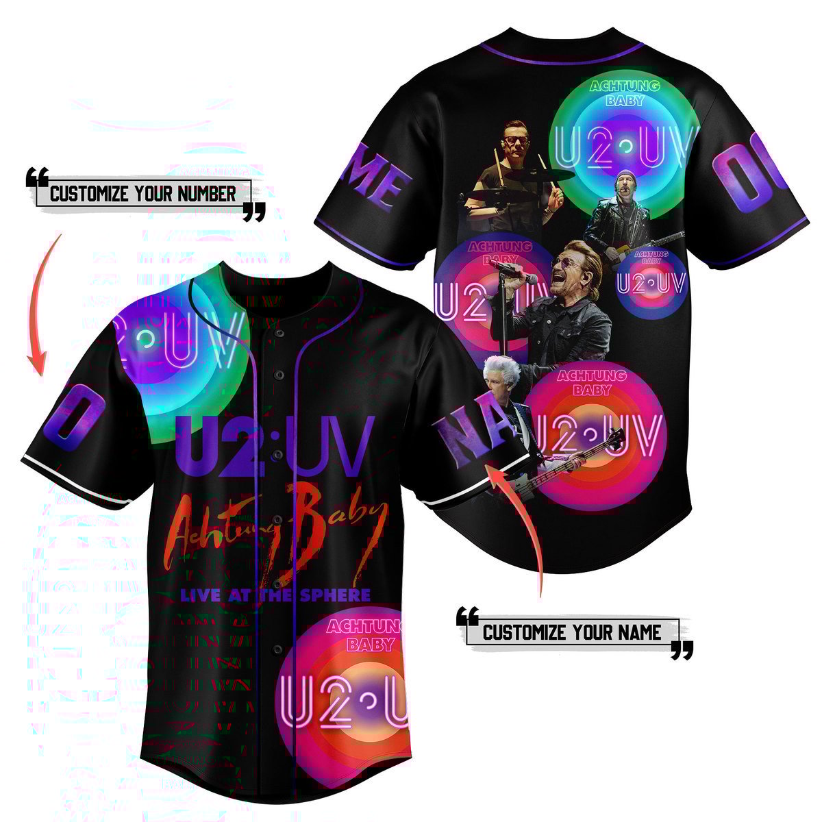 U2 Uv Achtung Baby Live At Sphere Baseball Jersey For Fans