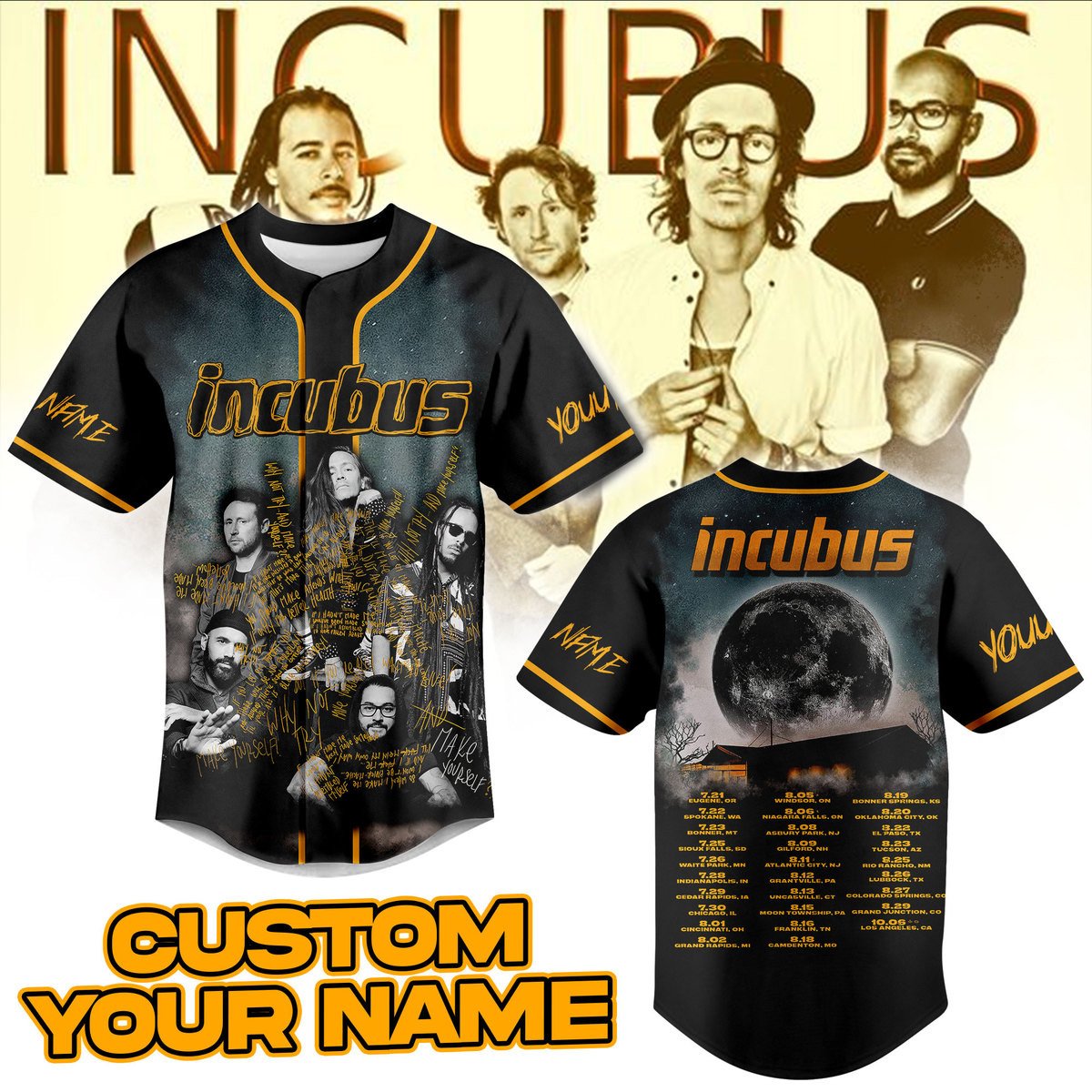 Incubus Baseball Jersey For Fans