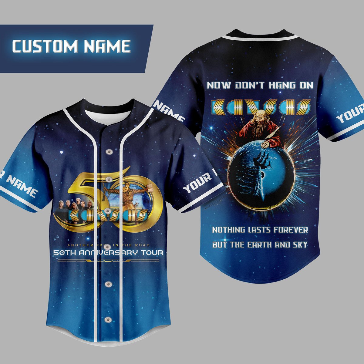 Kansas Another Fork In The Road 50Th Anniversary Tour Baseball Jersey For Fans