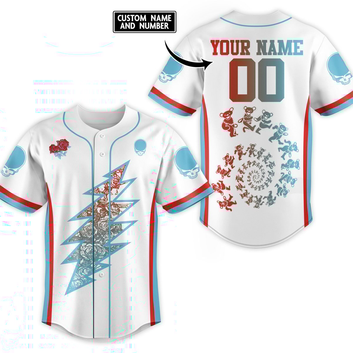 Grateful Dead Baseball Jersey For Fans