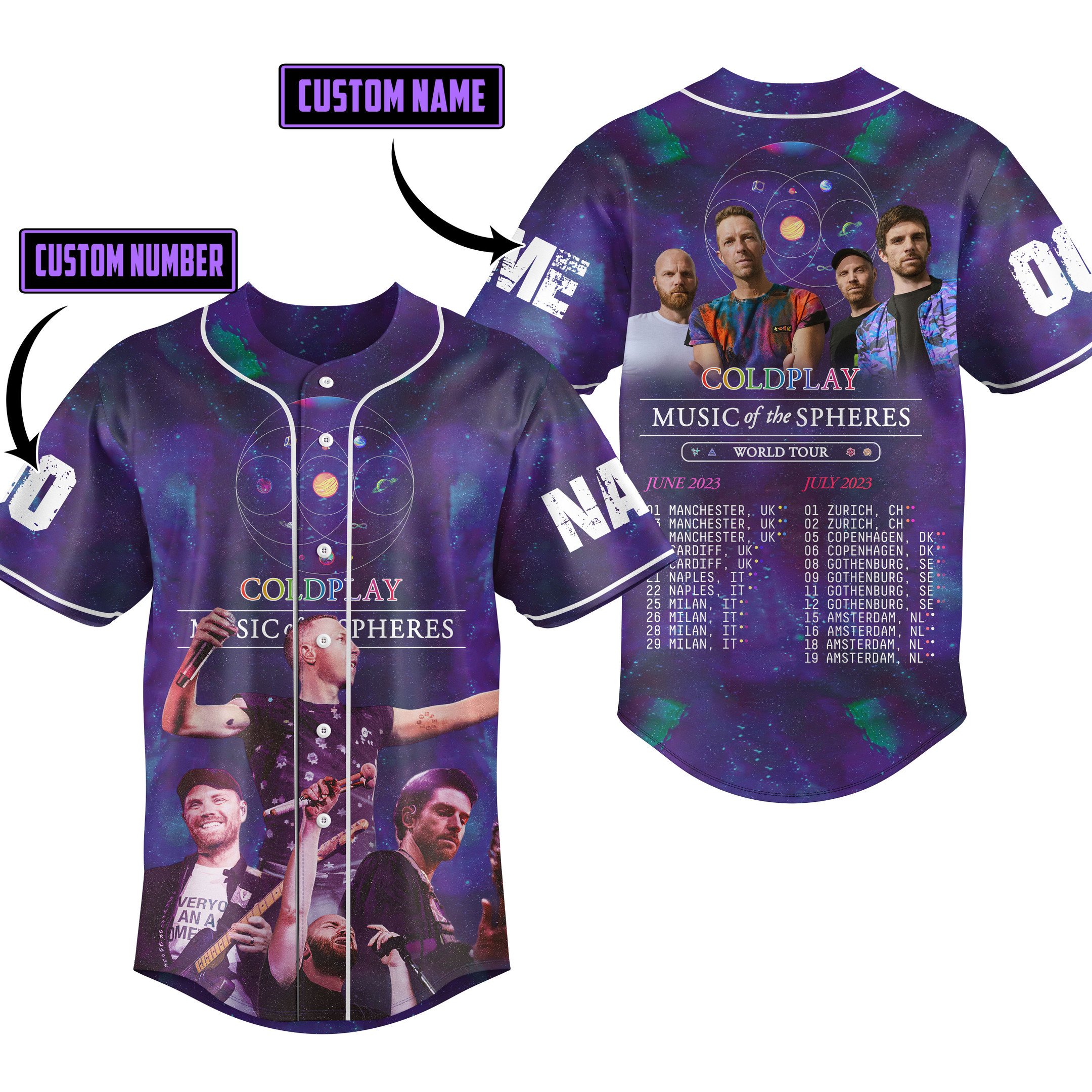 Music Of The Spheres Coldplay Baseball Jersey For Fans