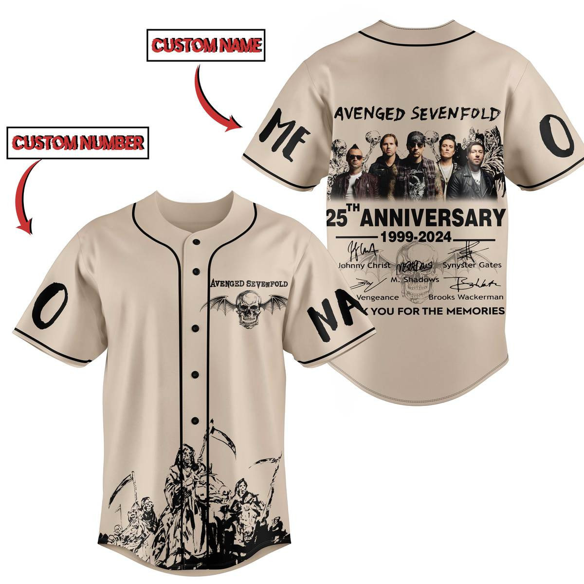 Avenged Sevenfold Baseball Jersey For Fans
