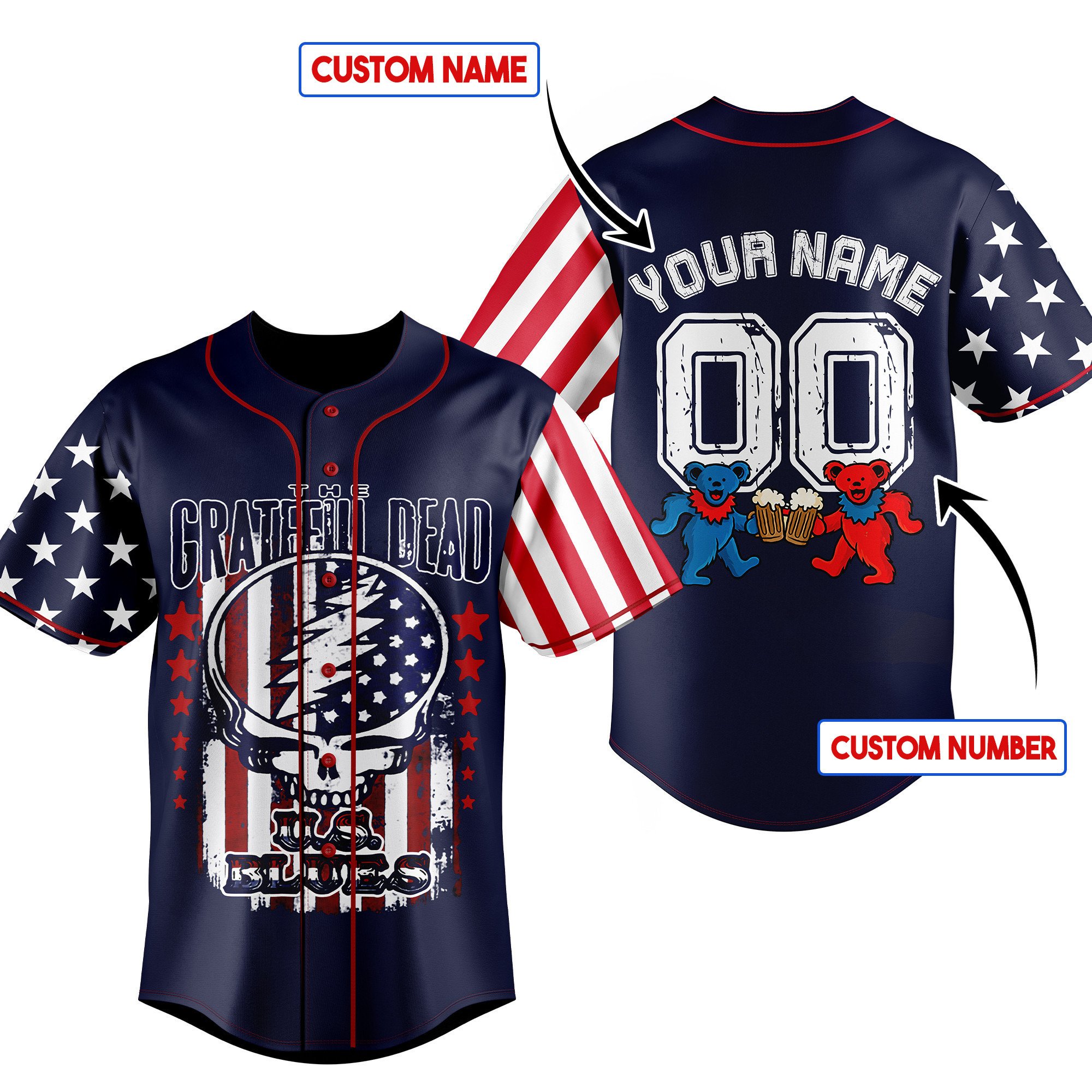 Grateful Dead Baseball Jersey For Fans