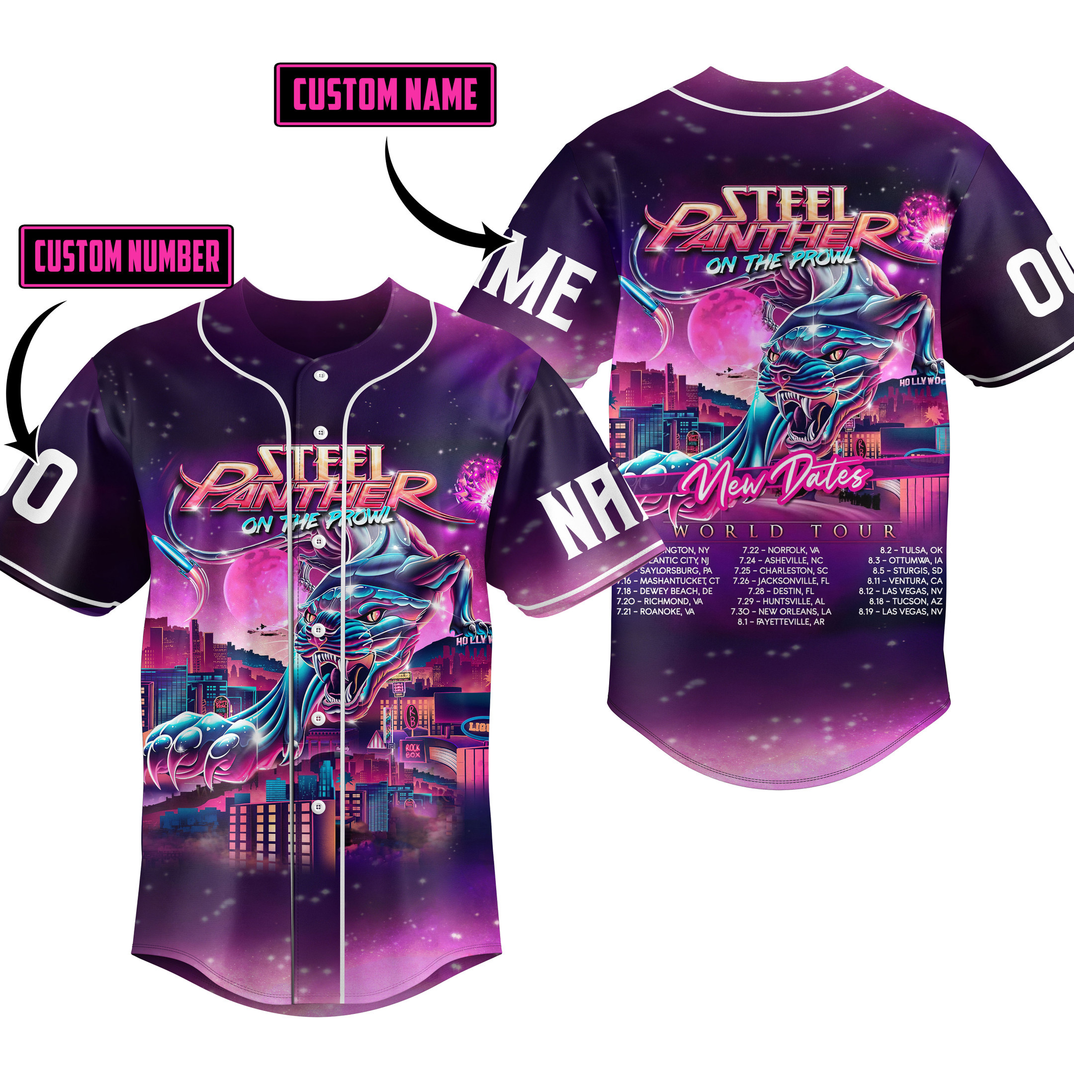 On The Prowl Steel Panther Baseball Jersey For Fans