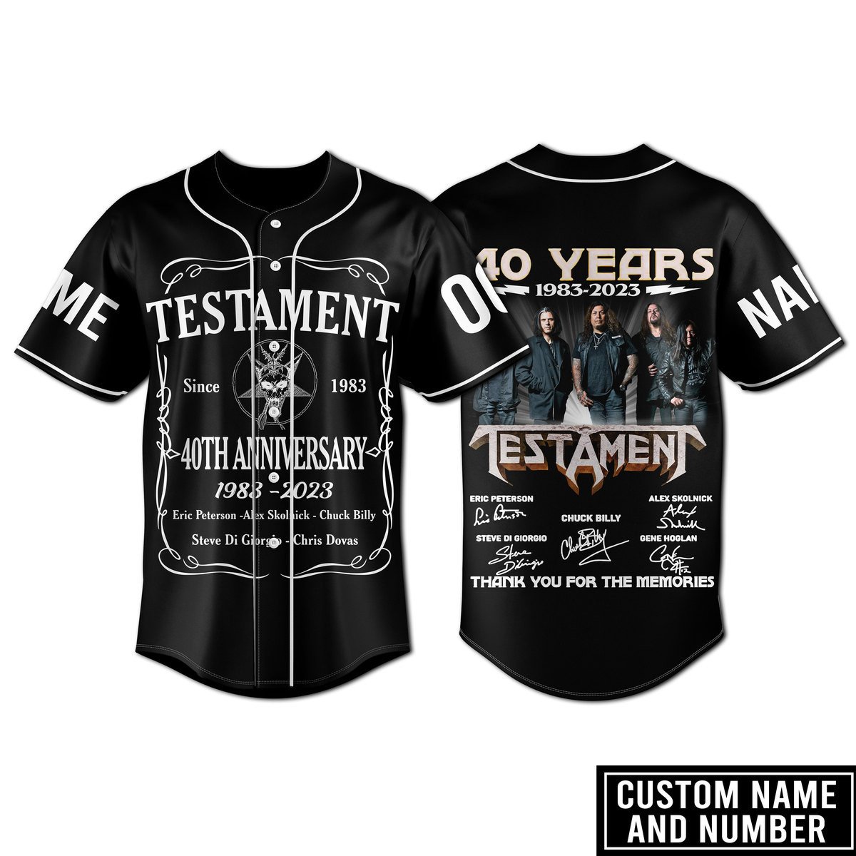 Testament 40Th Anniversary Baseball Jersey For Fans