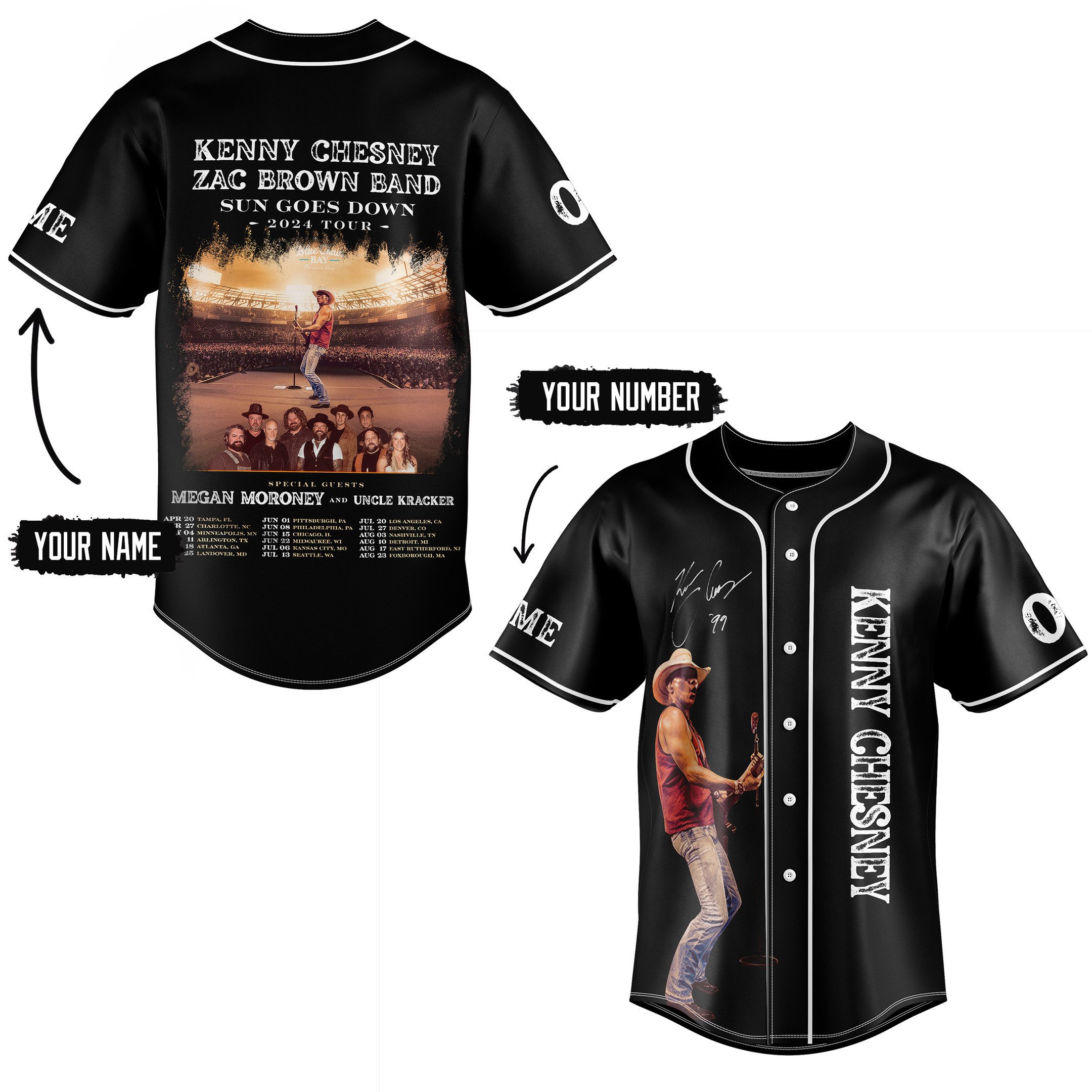 Kenny Chesney Zac Brown Baseball Jersey For Fans