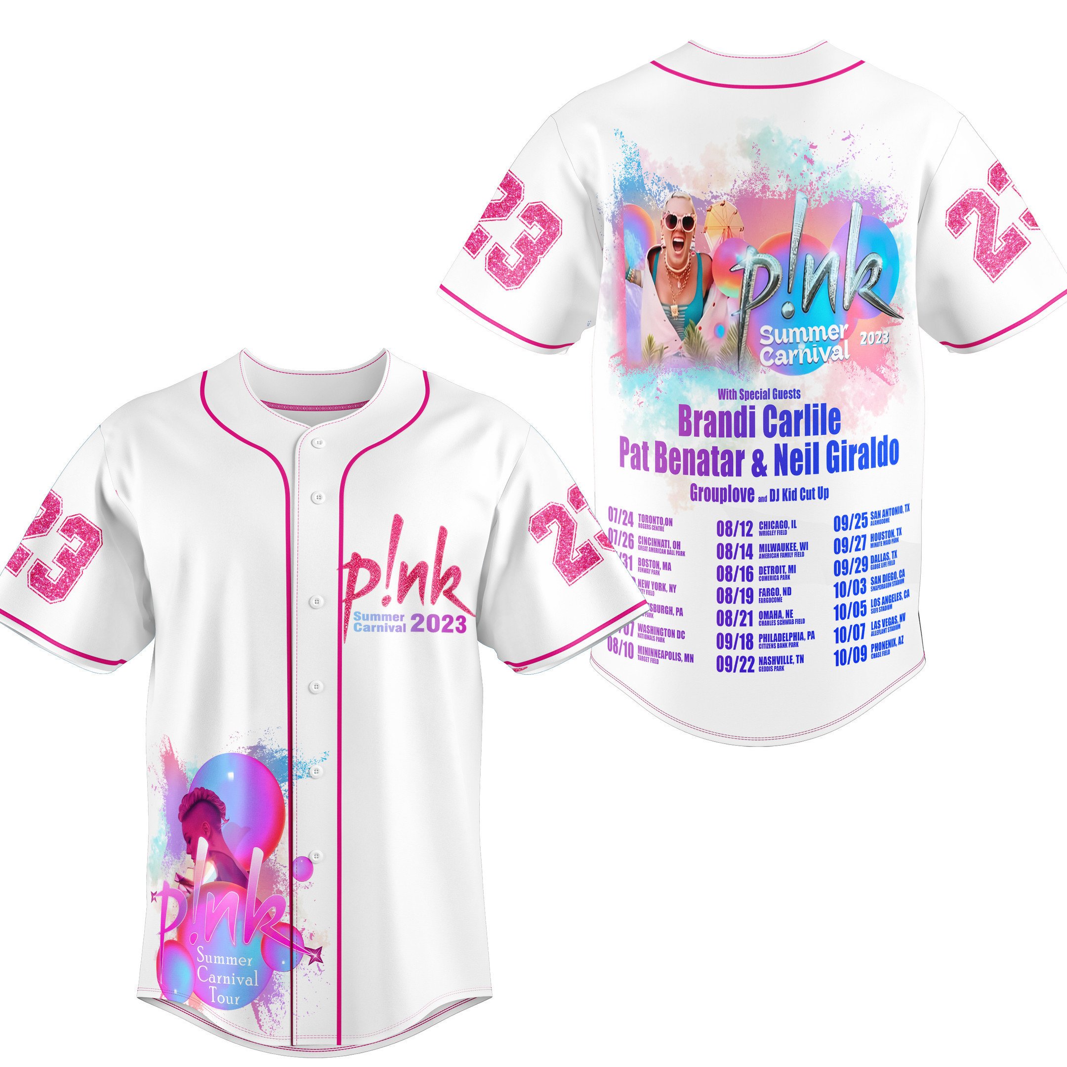 Pink Summer Carnival Baseball Jersey For Fans