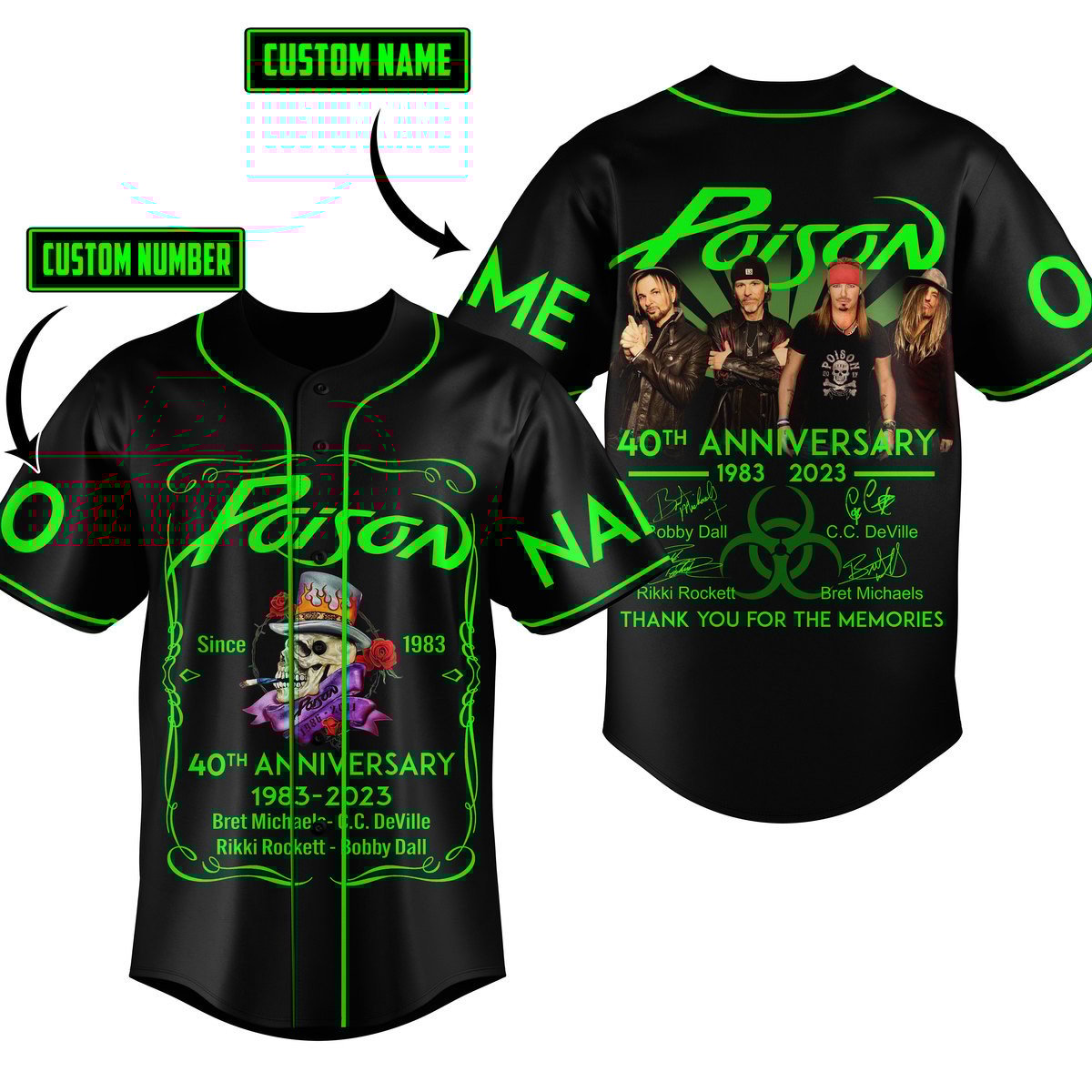 Poison 40Th Anniversary Baseball Jersey For Fans
