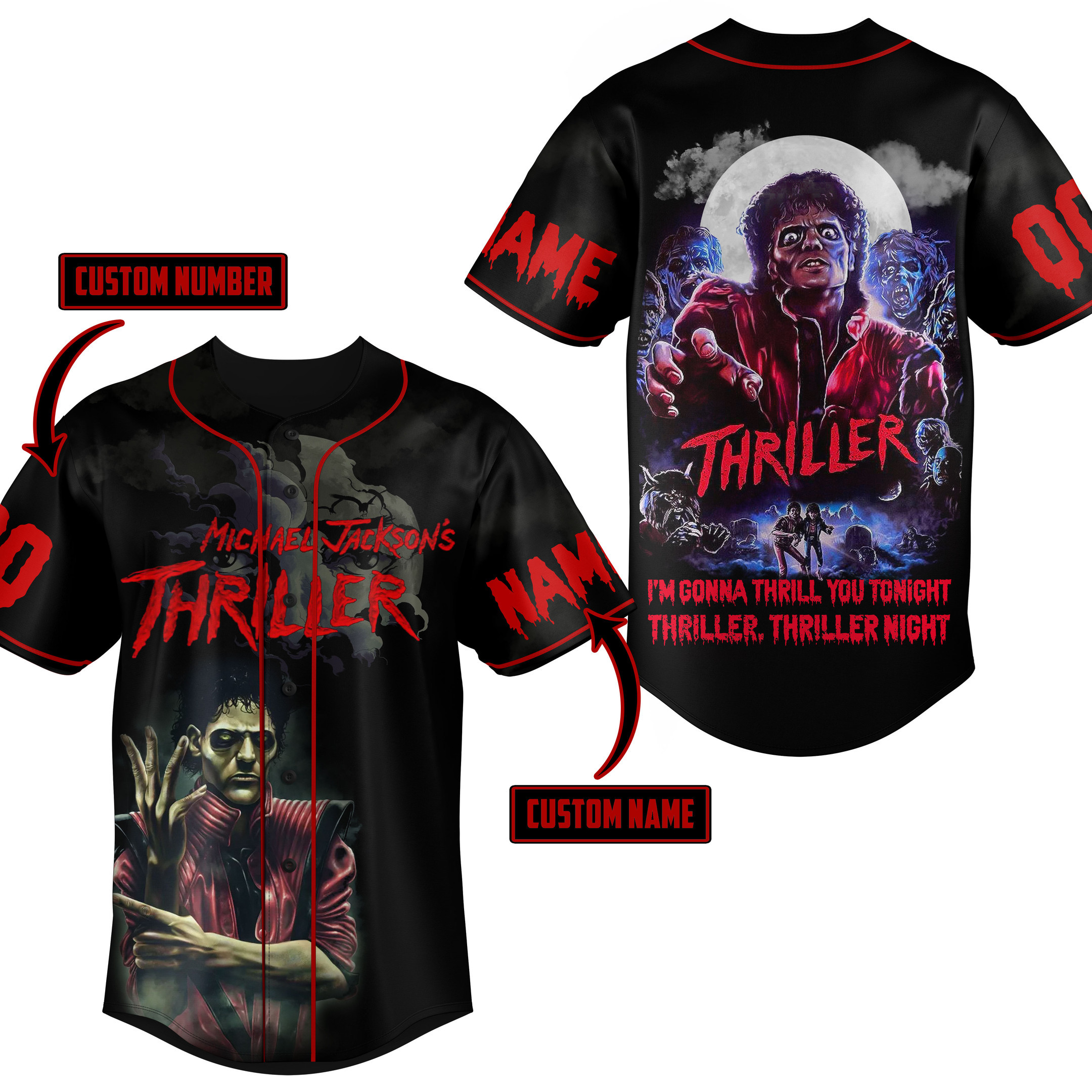 Michael Jackson Thriller Baseball Jersey For Fans