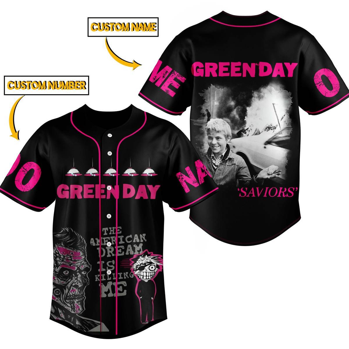 Green Day Baseball Jersey For Fans