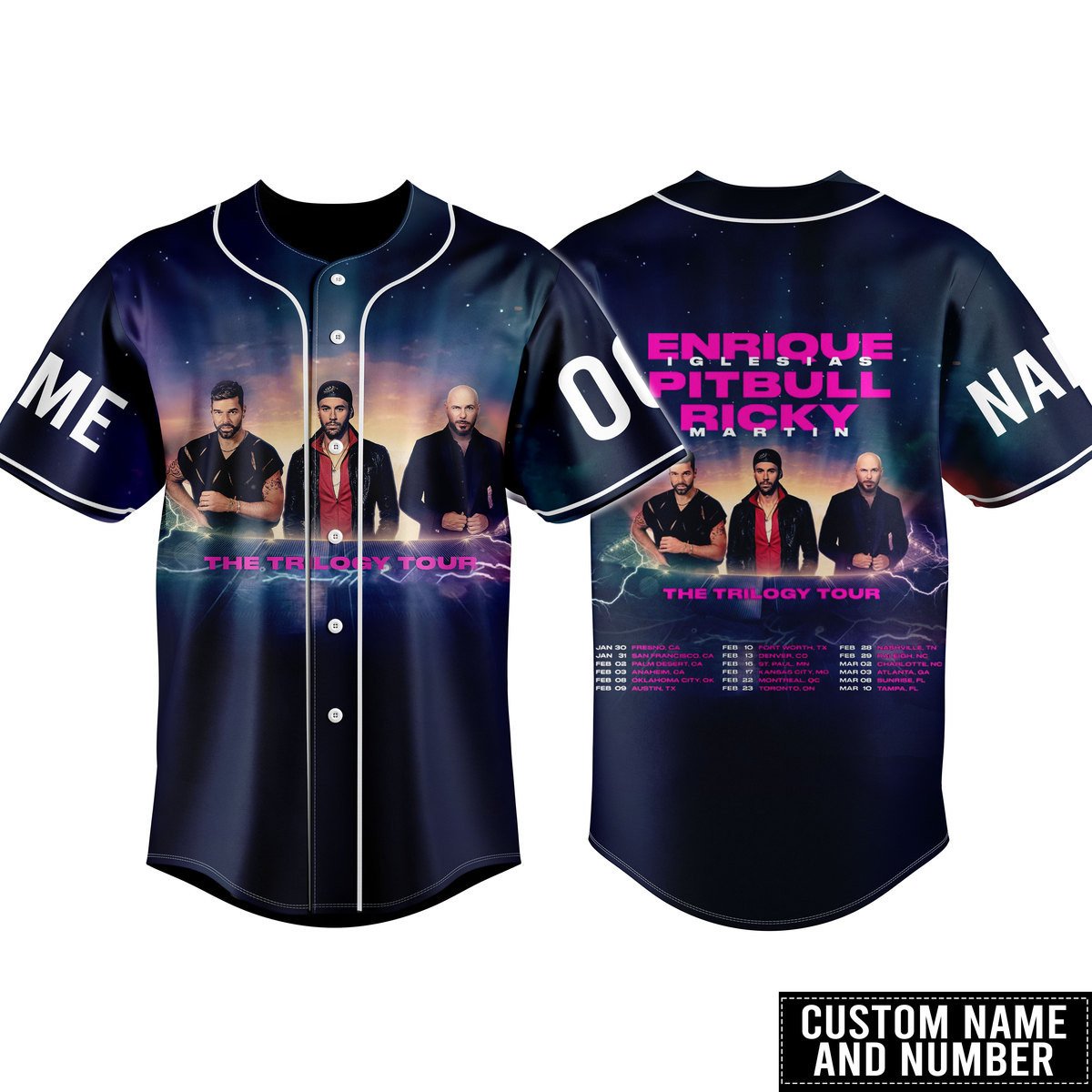 Enrique Iglesias Pitbull Ricky Baseball Jersey For Fans