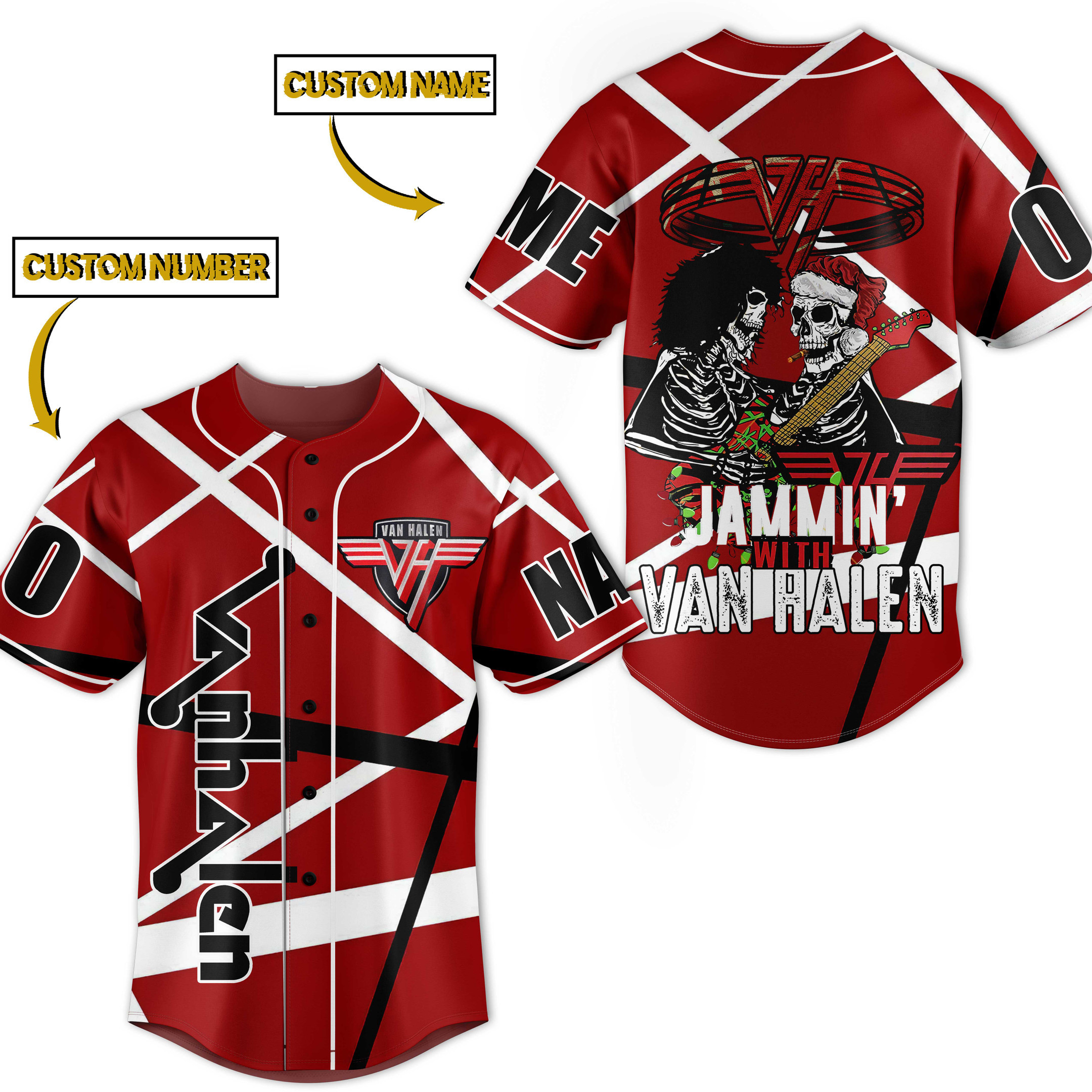 Van Halen Baseball Jersey For Fans