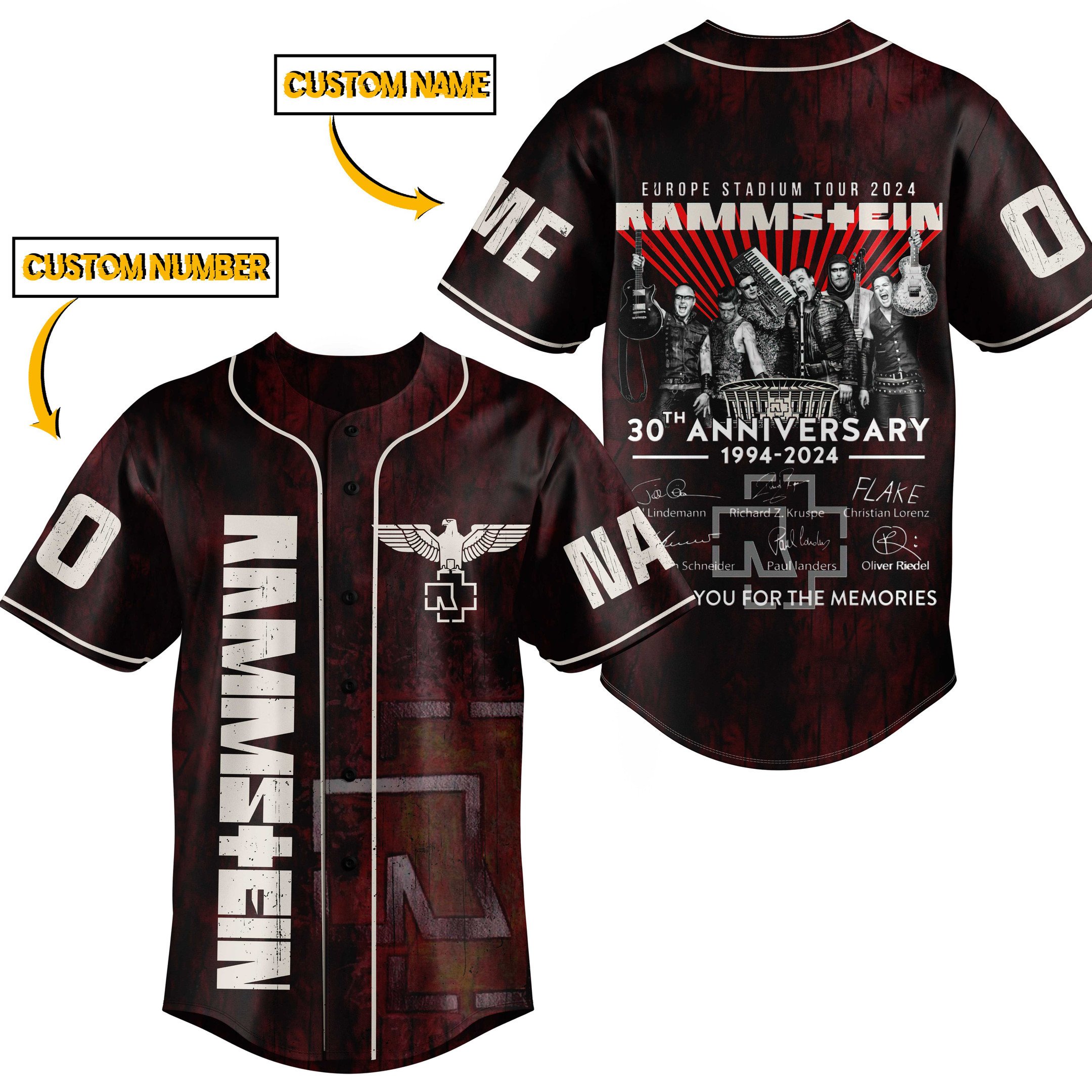 Rammstein Baseball Jersey For Fans