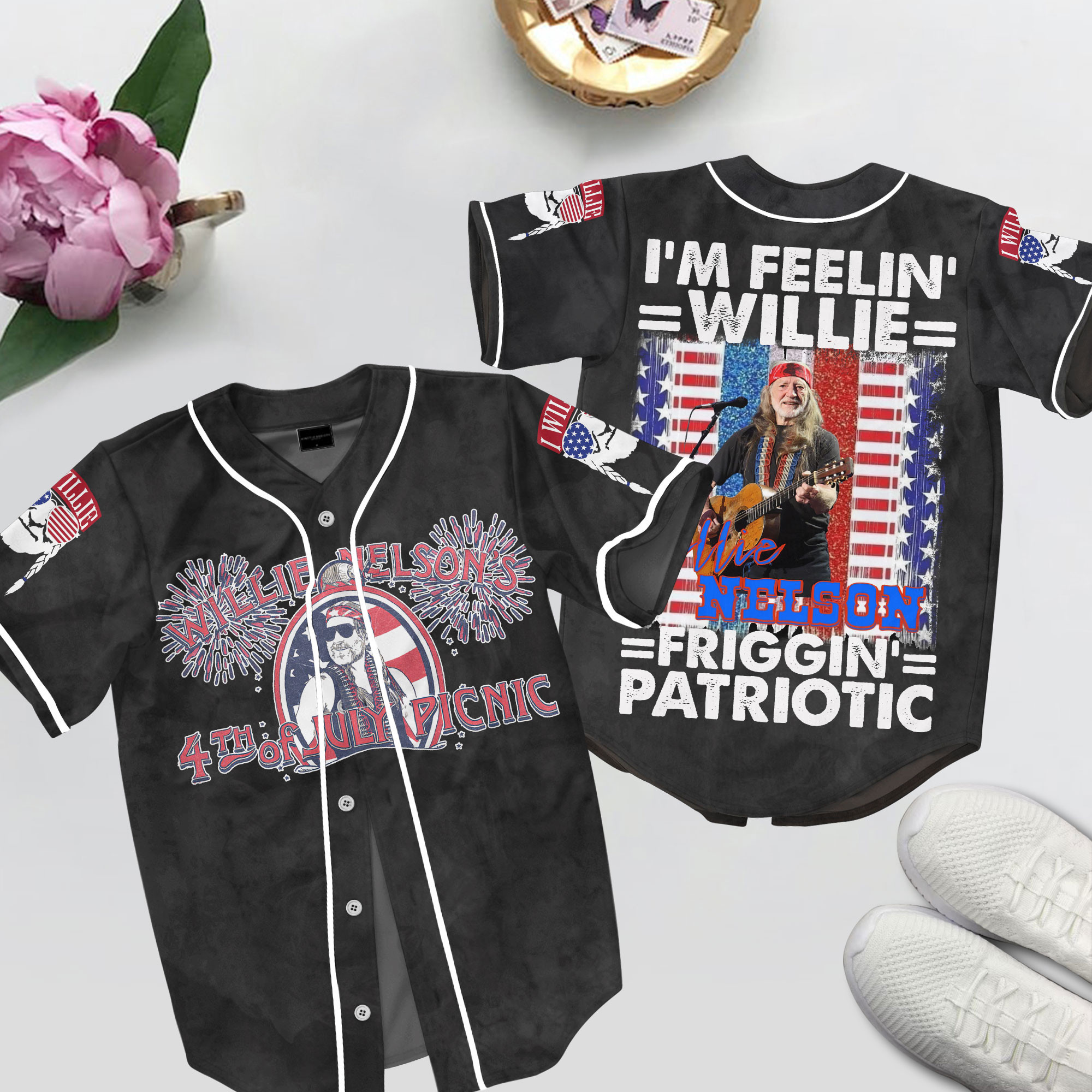 Willie Nelson Fourth Of July Picnic Baseball Jersey For Fans