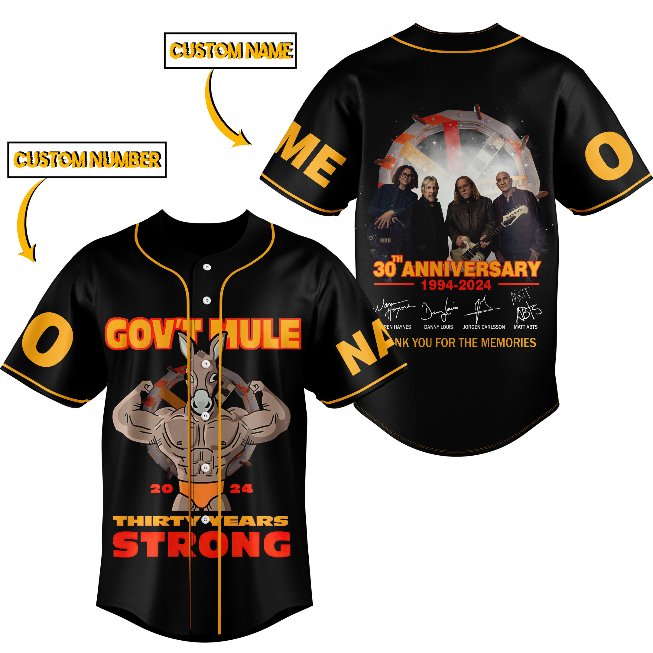Gov Mule Baseball Jersey For Fans