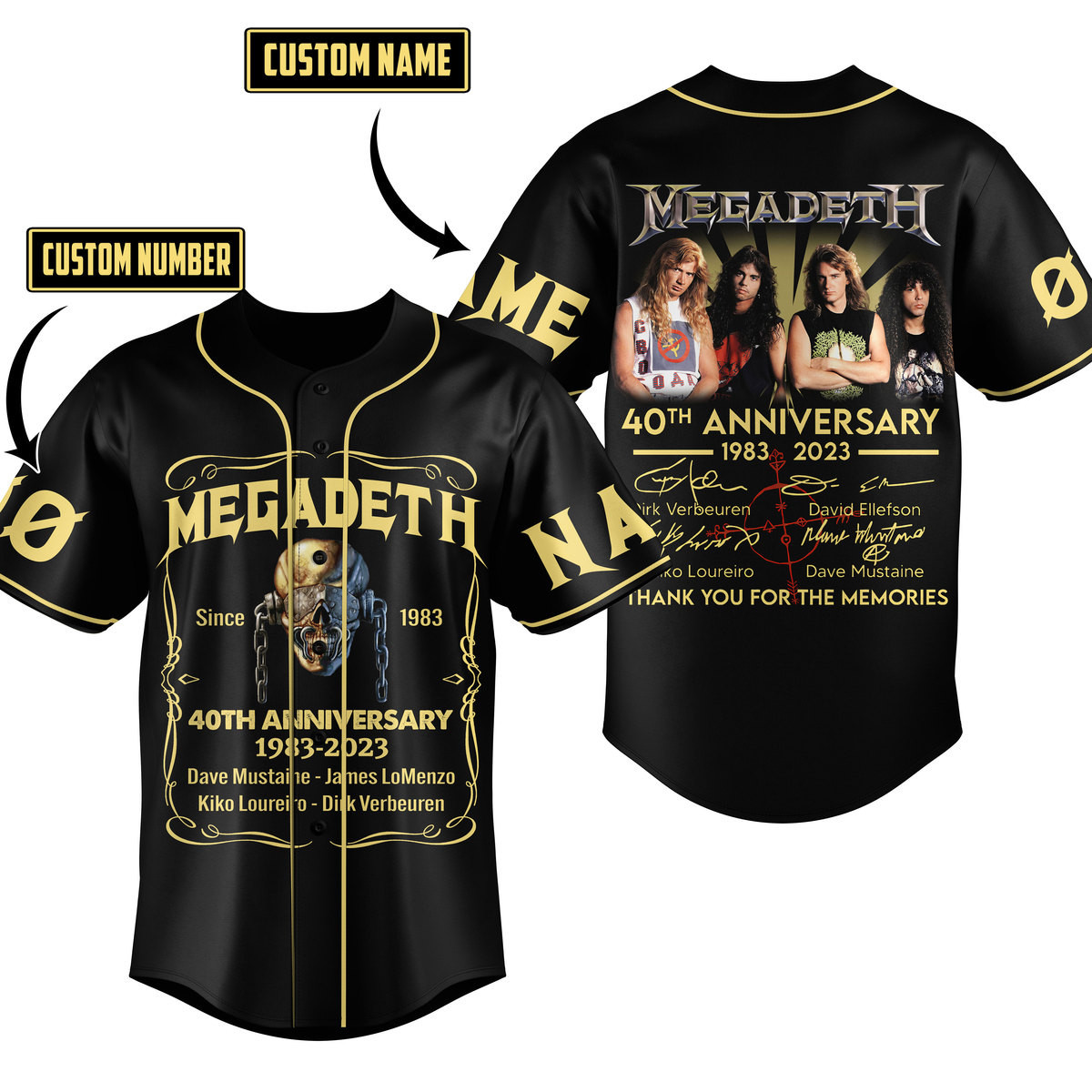 Megadeth 40Th Anniversary Baseball Jersey For Fans