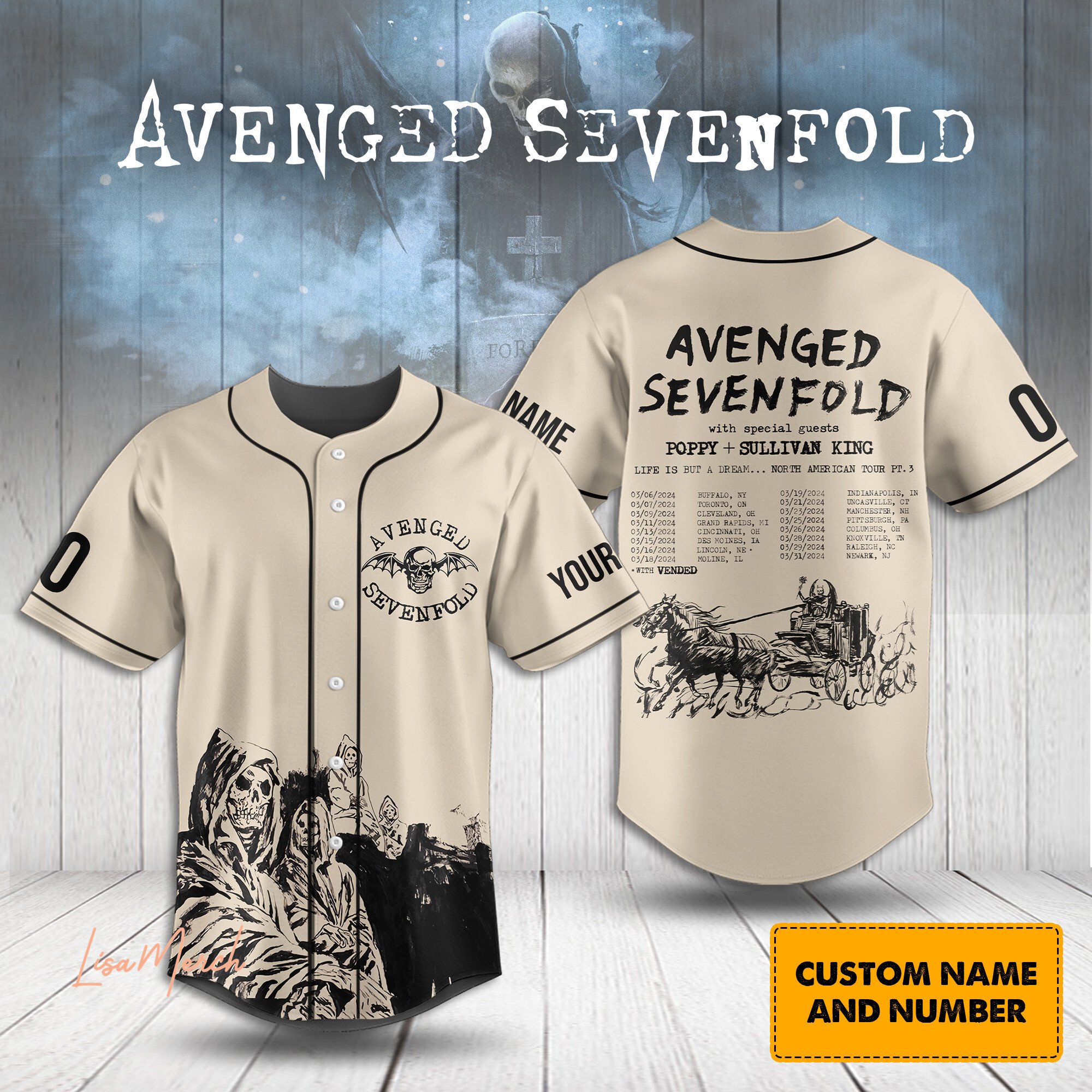 Avenged Sevenfold Baseball Jersey For Fans