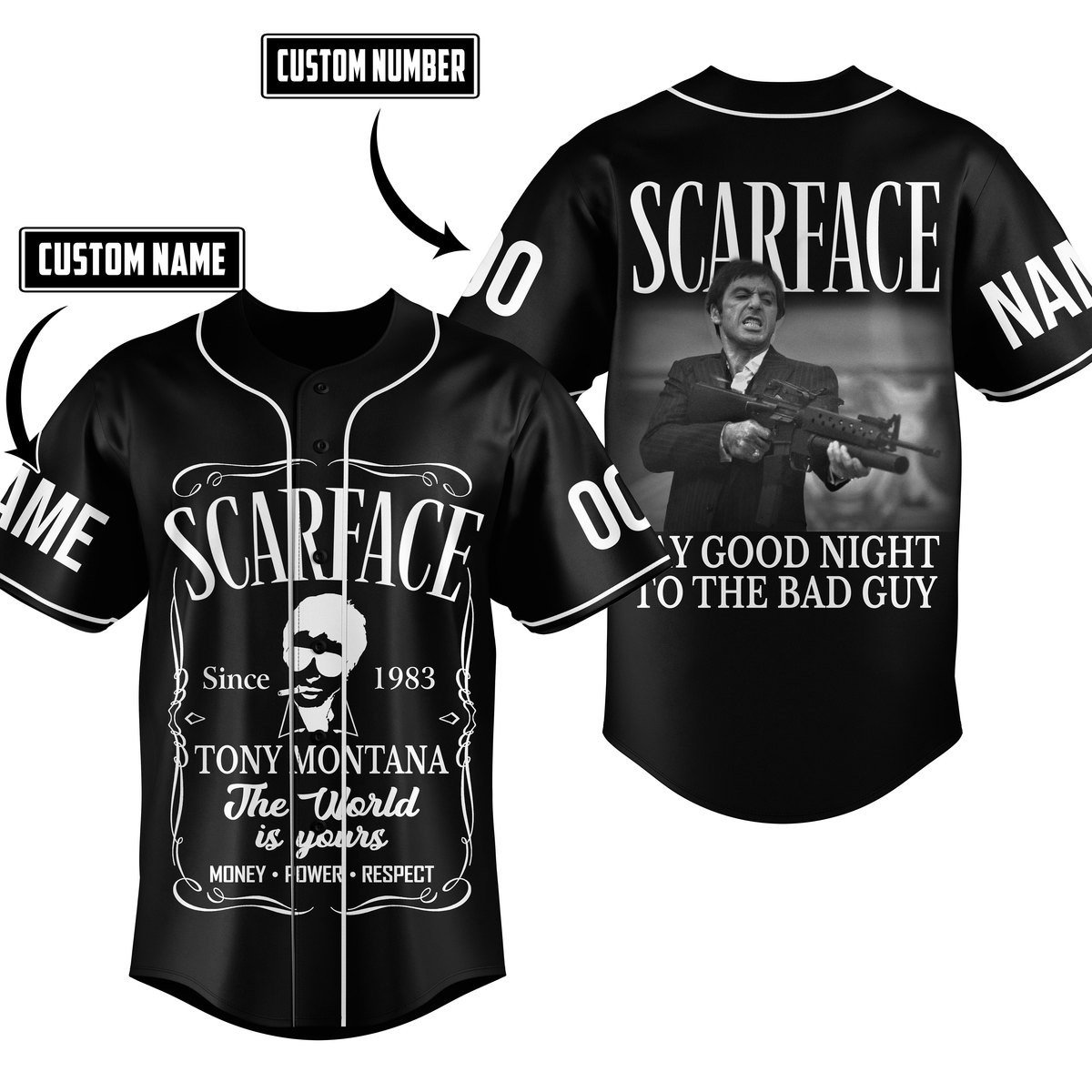 Scarface Tony Montana Baseball Jersey For Fans