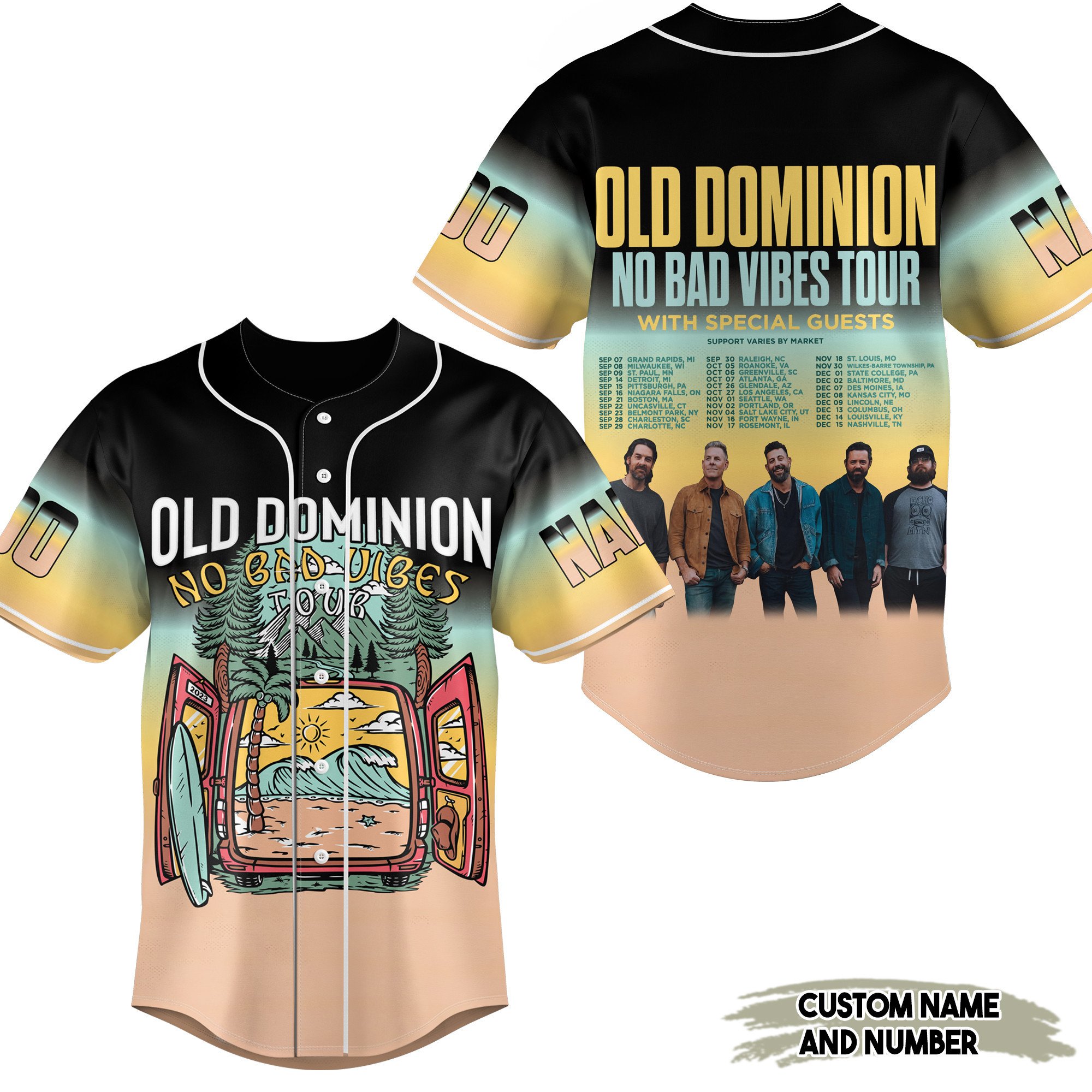Ola Dominion No Bad Vibes Tour Baseball Jersey For Fans