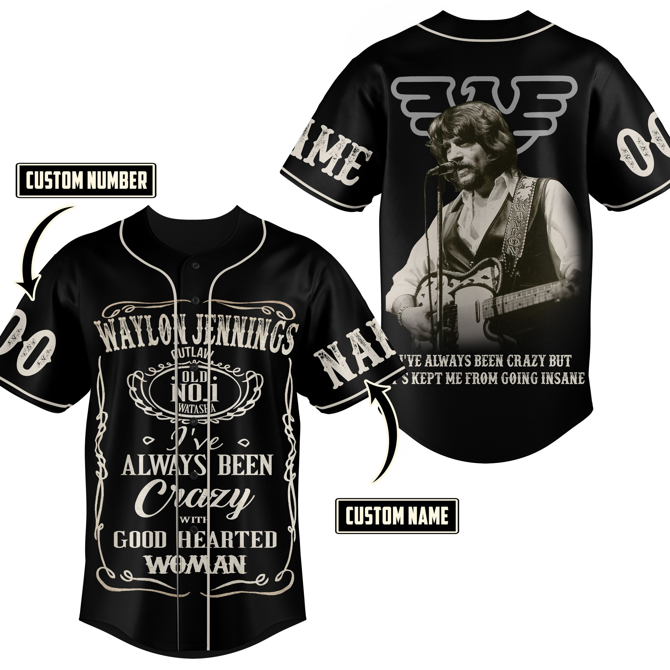 Waylon Jennings Baseball Jersey For Fans