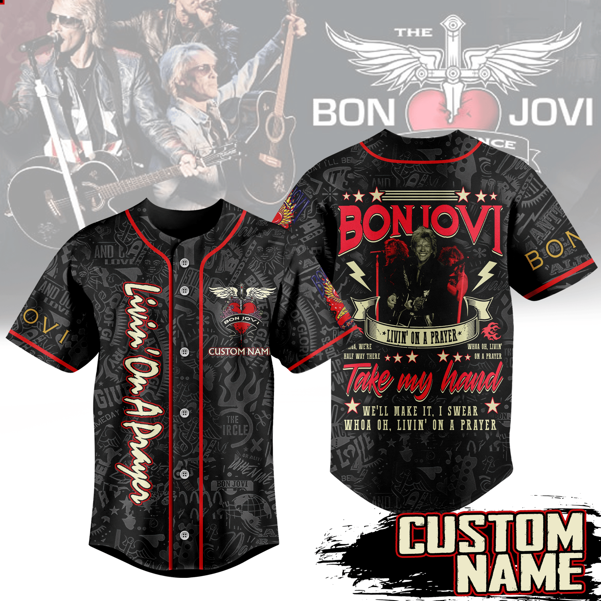 Livin On A Prayer Bon Jovi Baseball Jersey For Fans