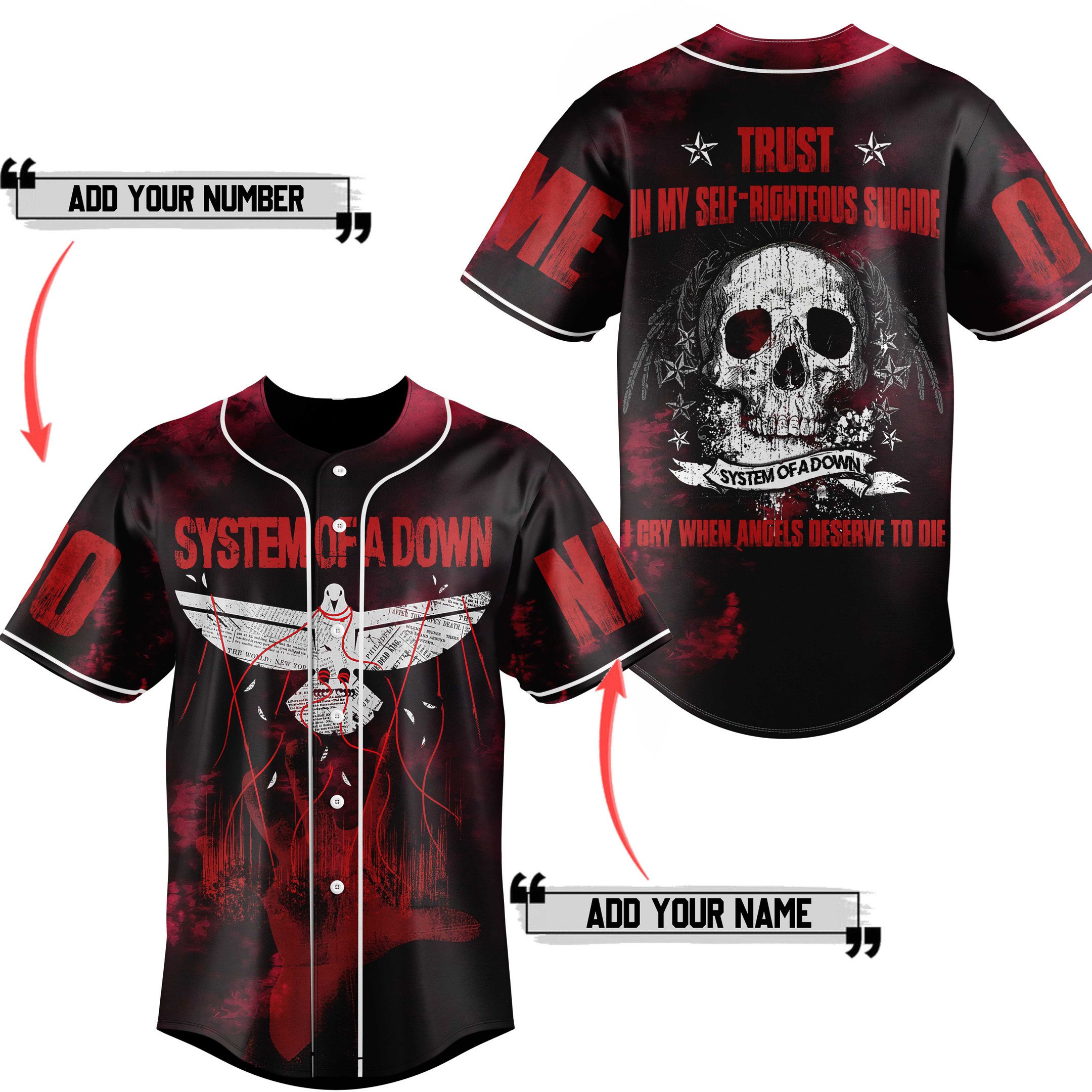System Of A Down Baseball Jersey For Fans