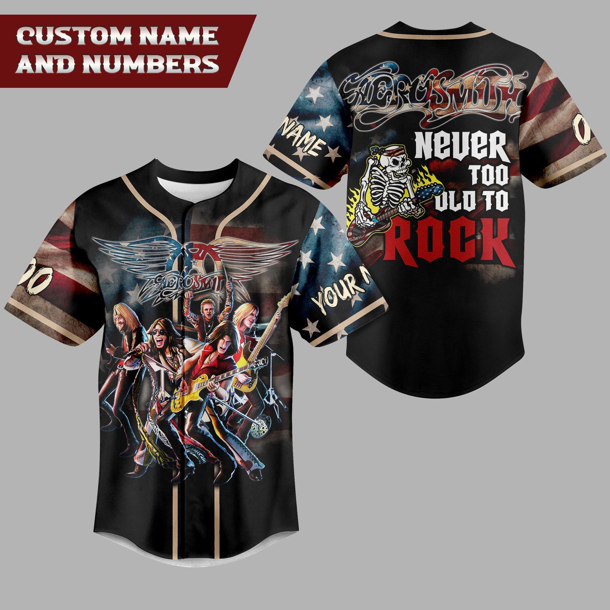 Aerosmith Baseball Jersey For Fans