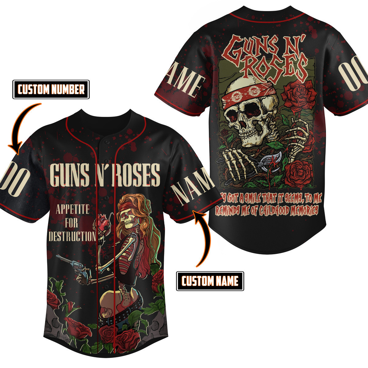 Guns N?Roses Baseball Jersey For Fans