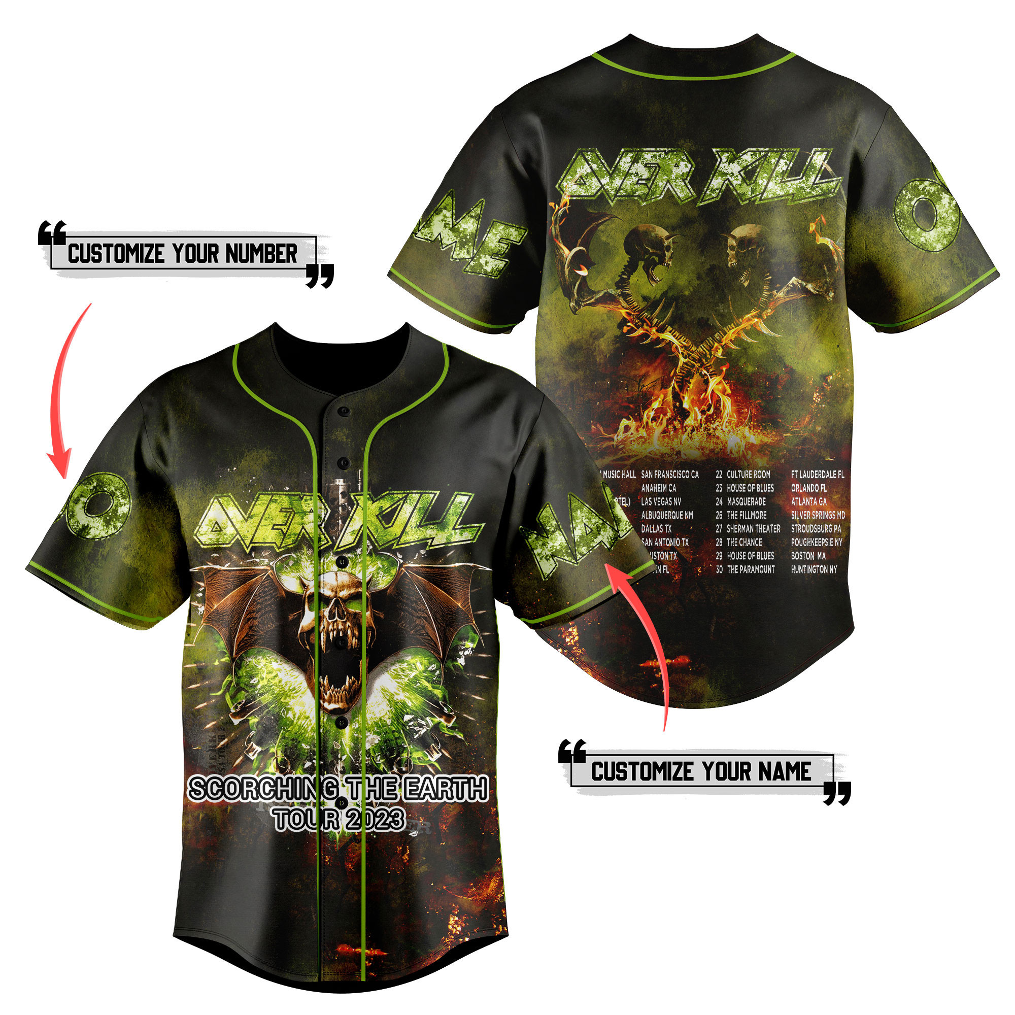 Over Kill Scorching The Earth World Tour Baseball Jersey For Fans