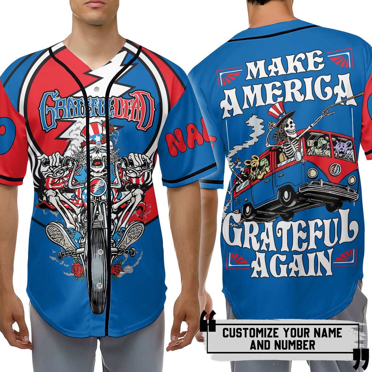 Grateful Dead Baseball Jersey For Fans