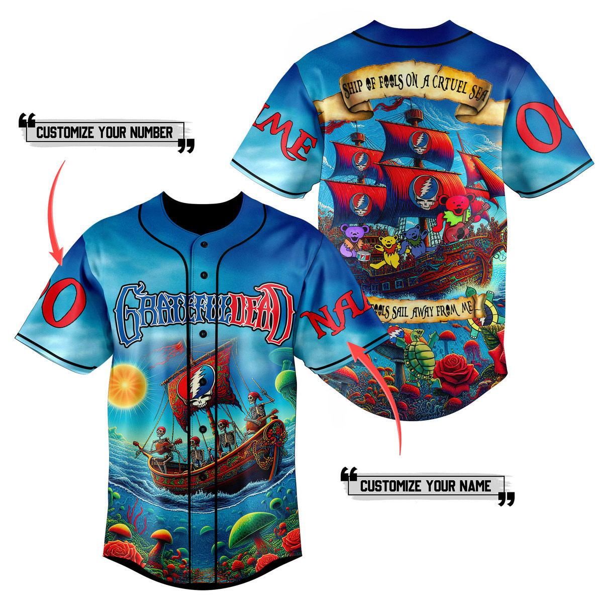 Grateful Dead Baseball Jersey For Fans