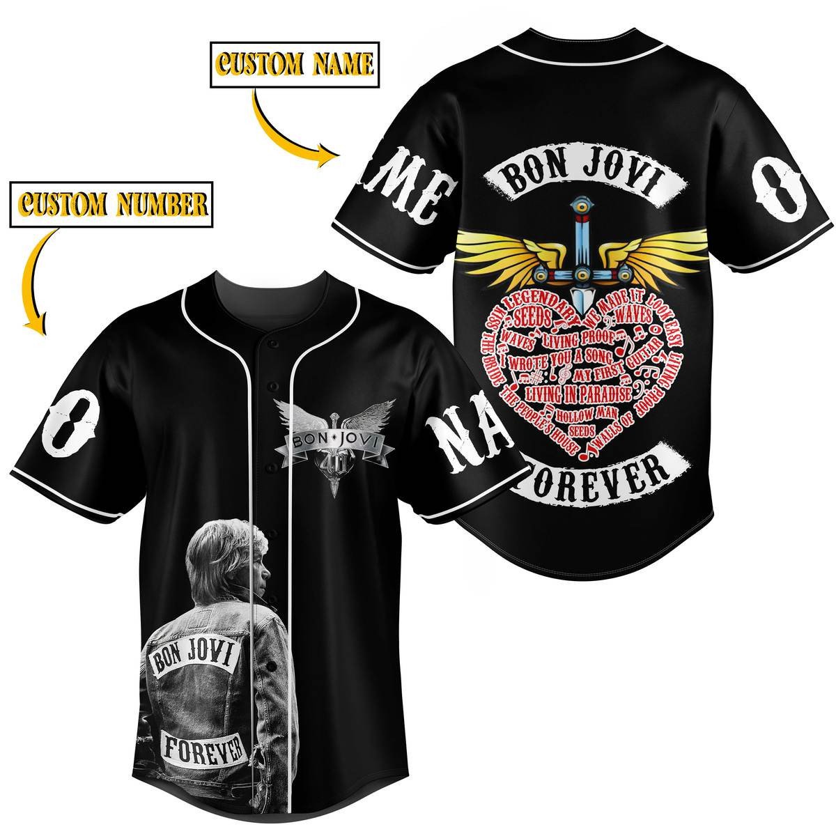 Bon Jovi Baseball Jersey For Fans