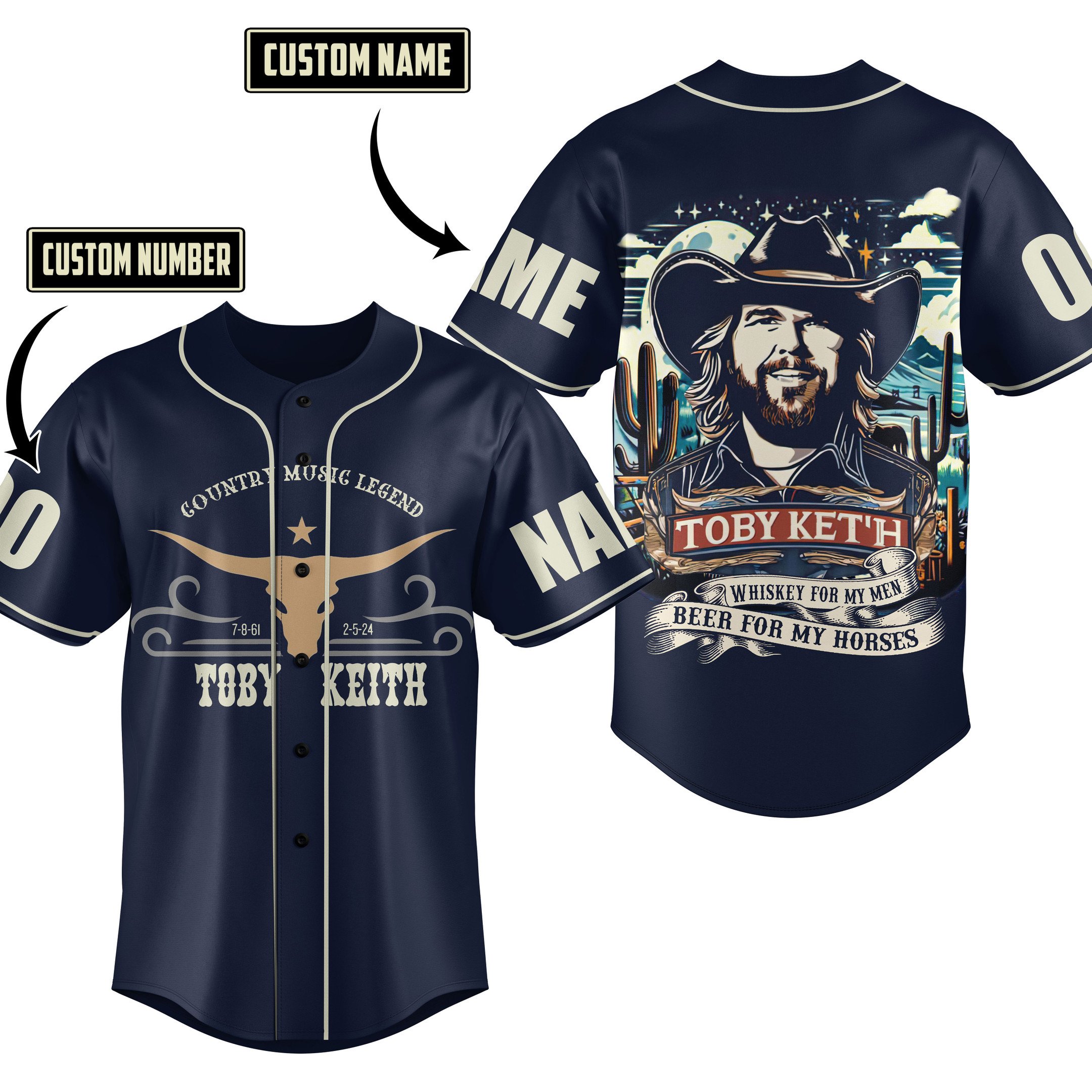 Toby Keith Baseball Jersey For Fans