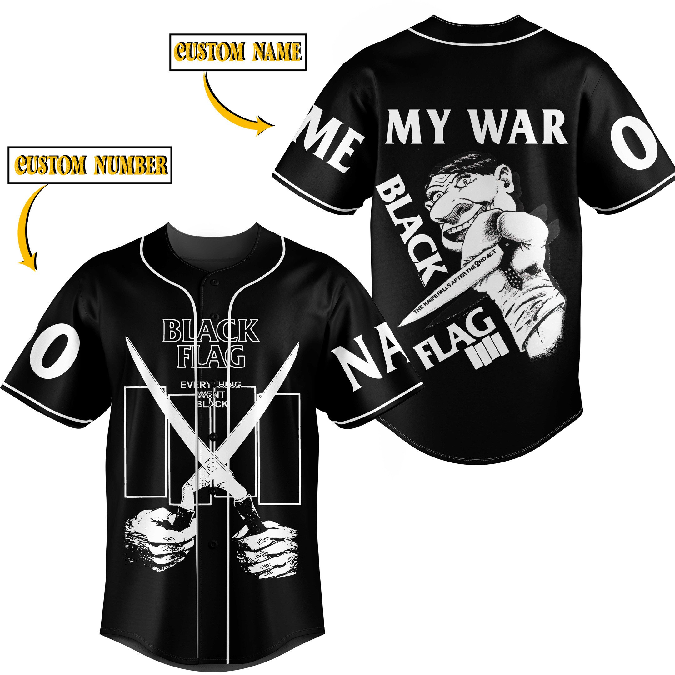 Black Flag Baseball Jersey For Fans