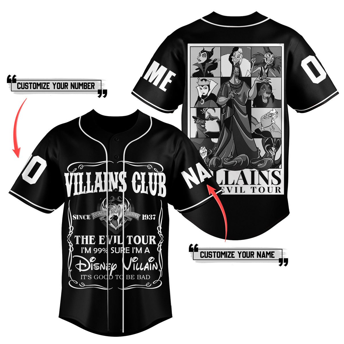 Villains Club Baseball Jersey For Fans