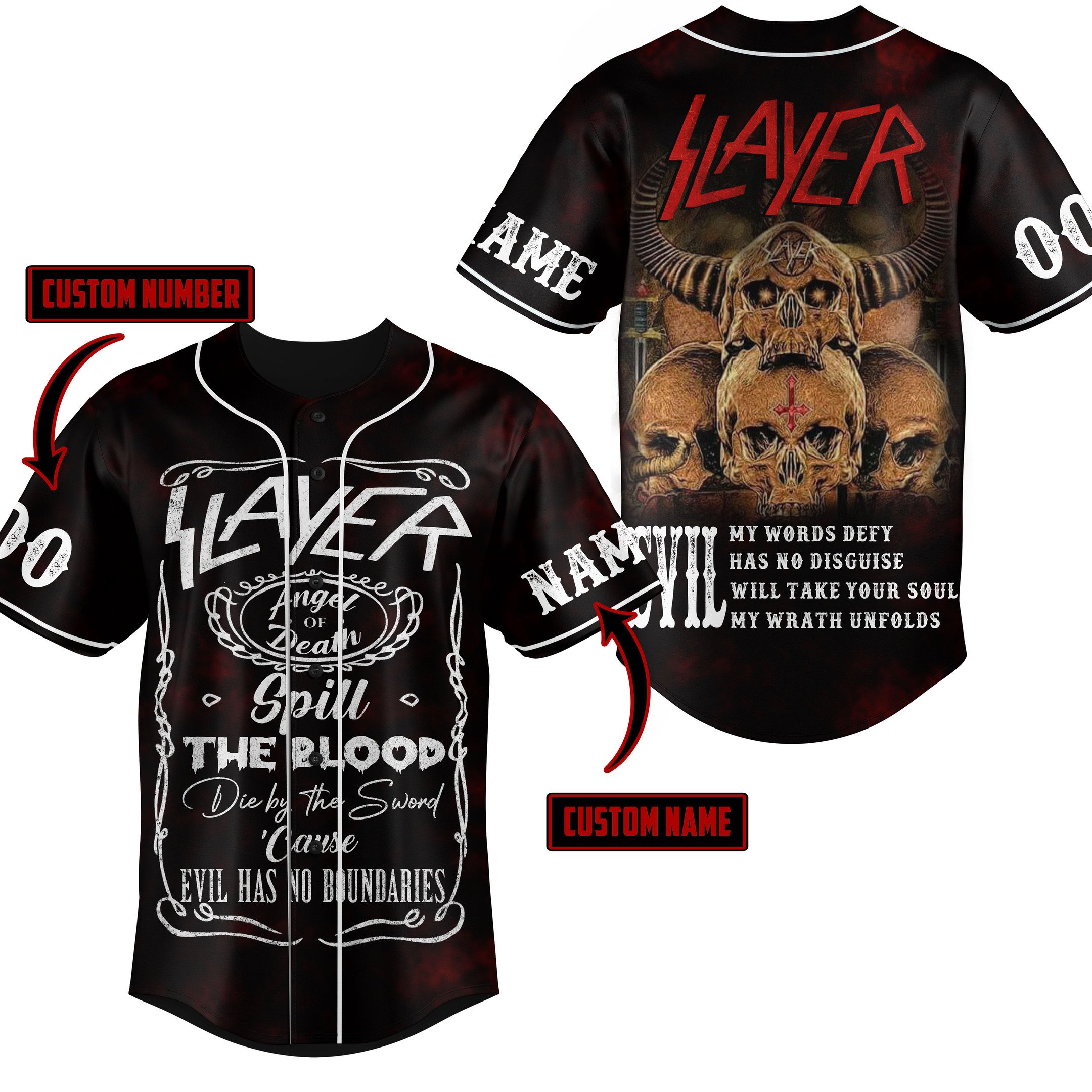 Slayer Evil Baseball Jersey For Fans