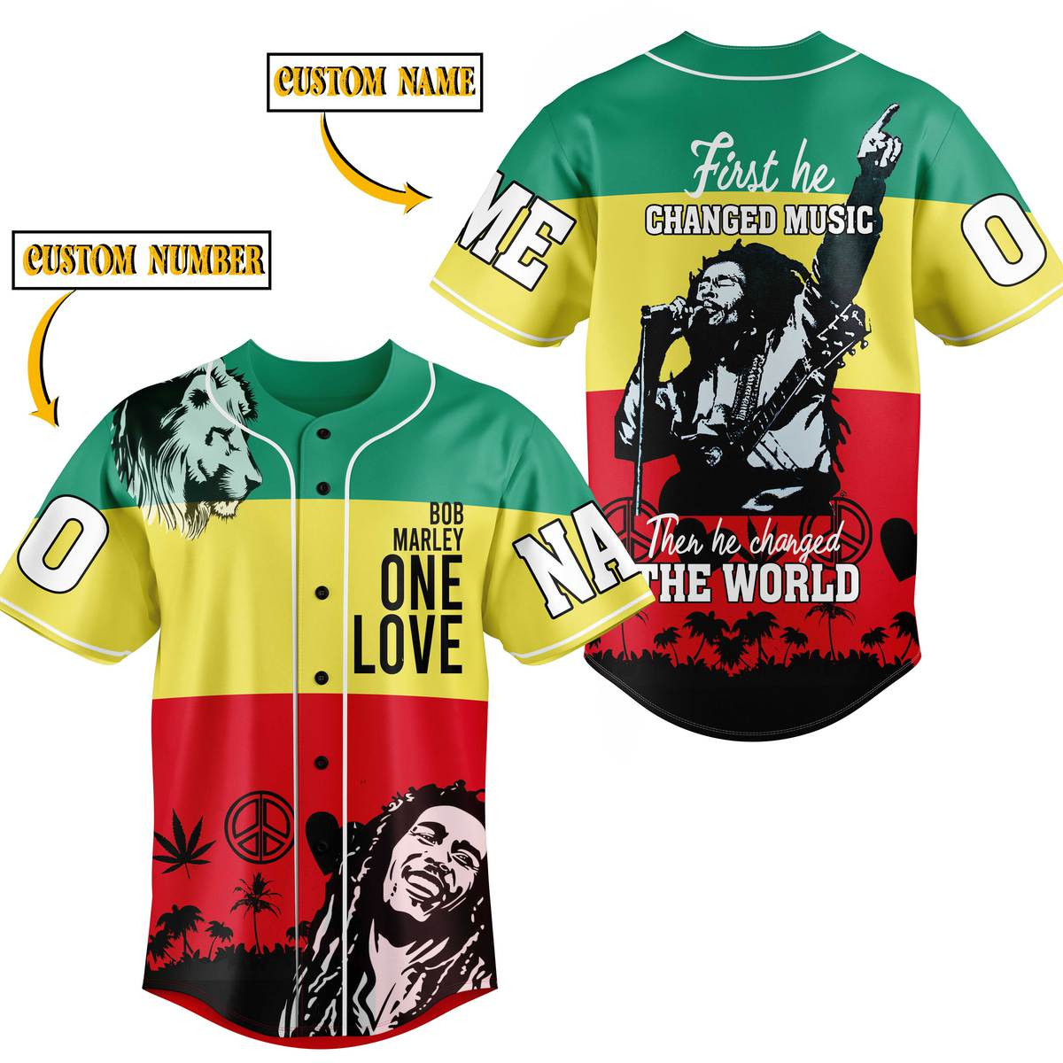 One Love Bob Marley Baseball Jersey For Fans