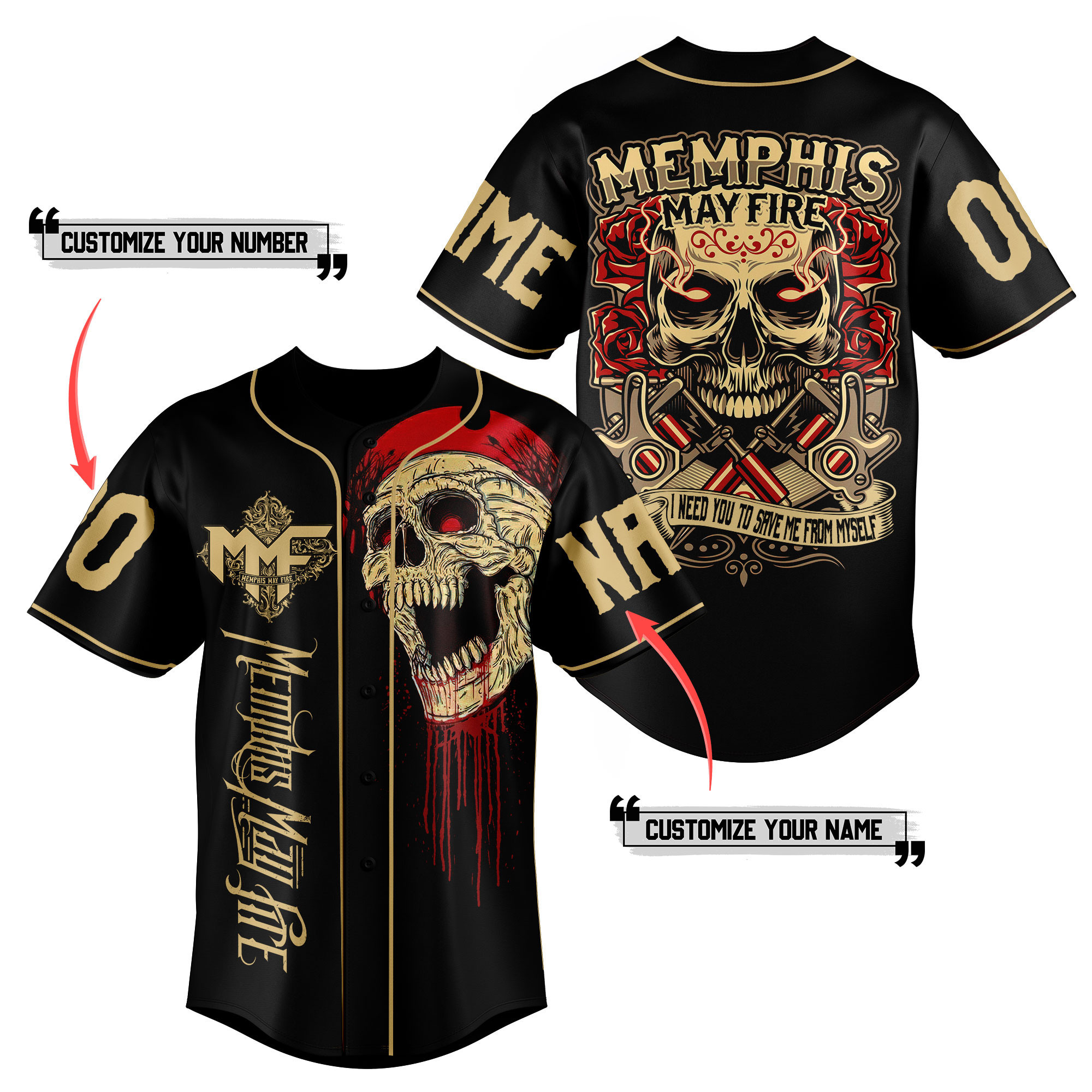 Memphis May Fire Baseball Jersey For Fans