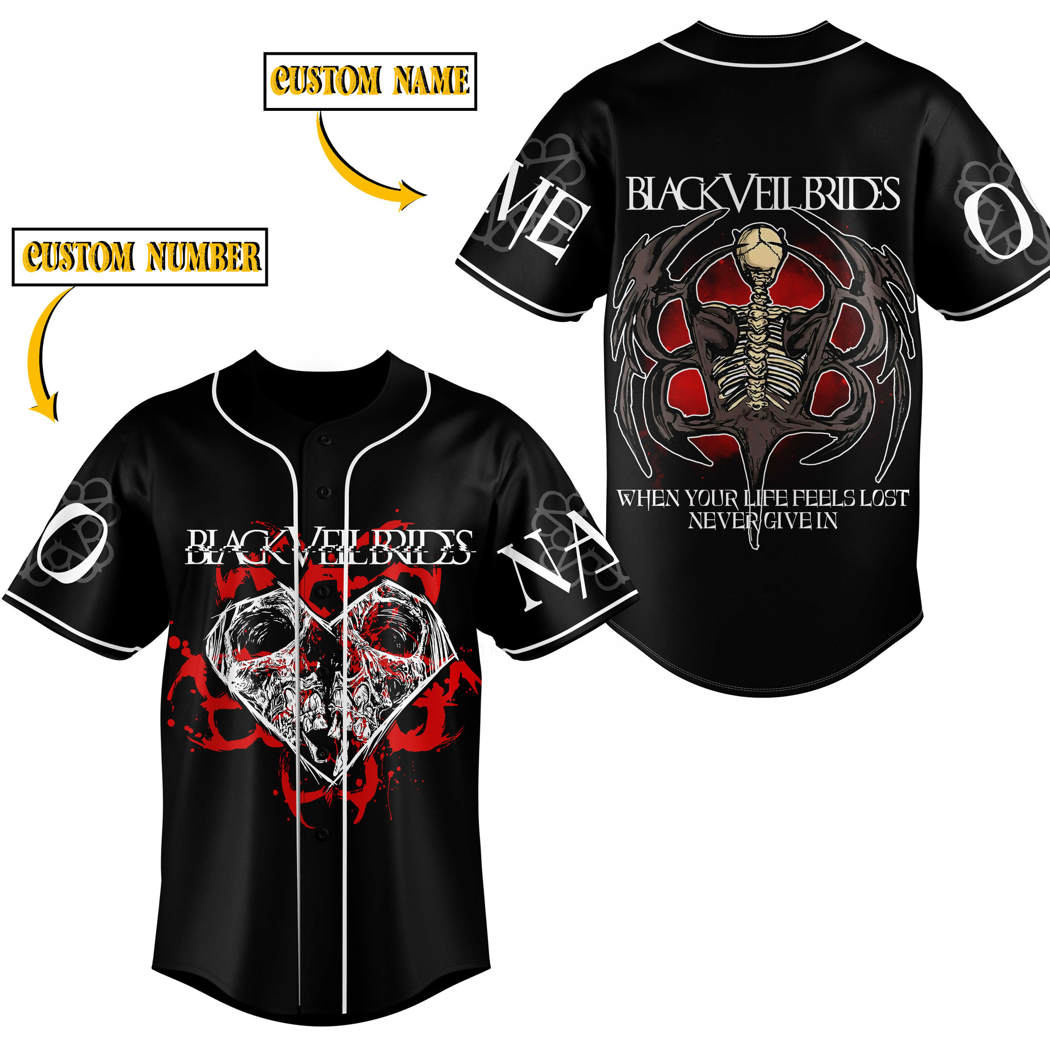Black Veil Brides Baseball Jersey For Fans