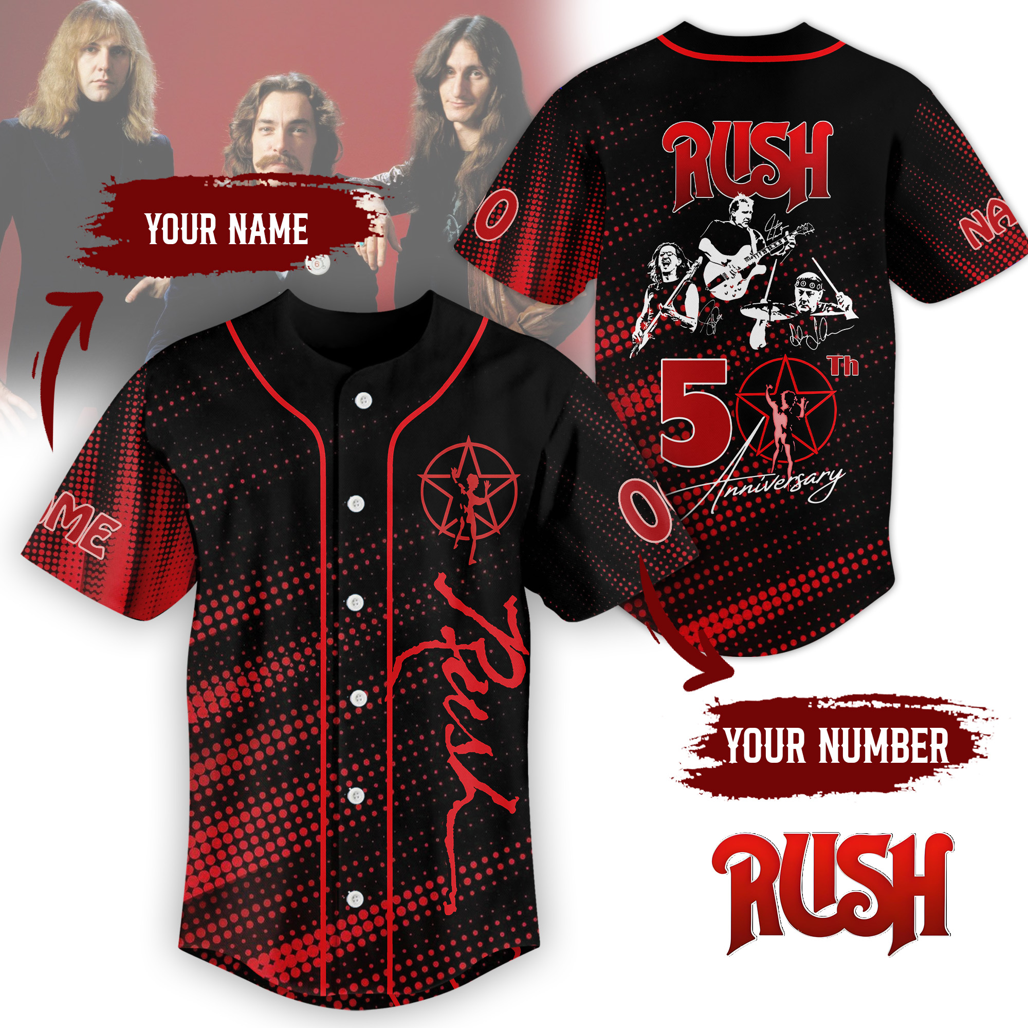 Rush Band Music Personalized Baseball Jersey For Fans