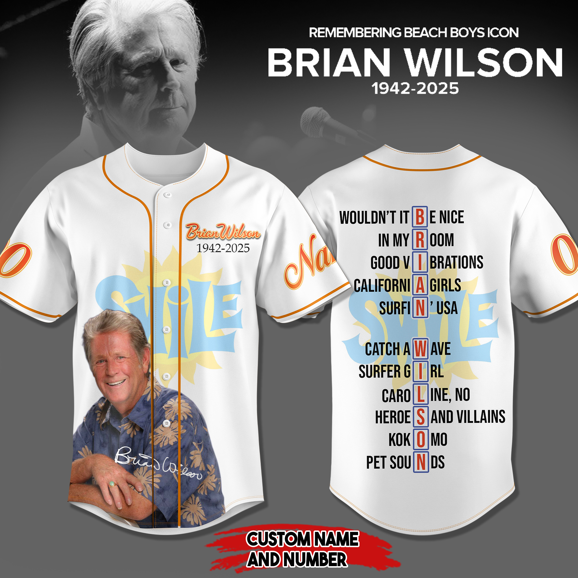 Brian Wilson Music Personalized Baseball Jersey For Fans