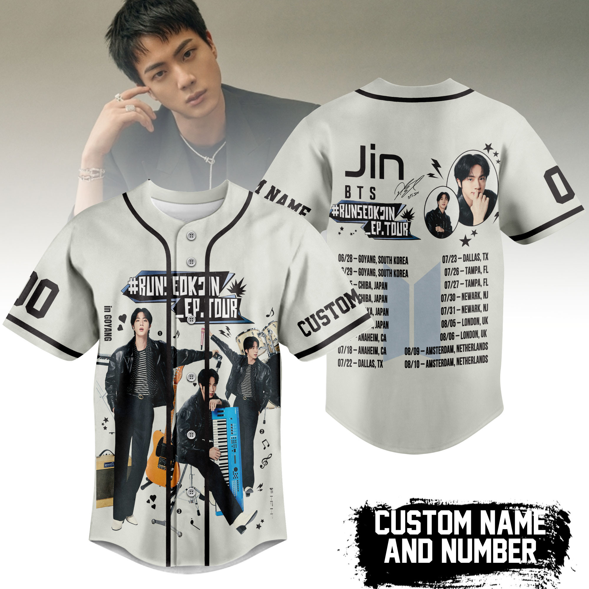 Jin Bts Music Personalized Baseball Jersey For Fan