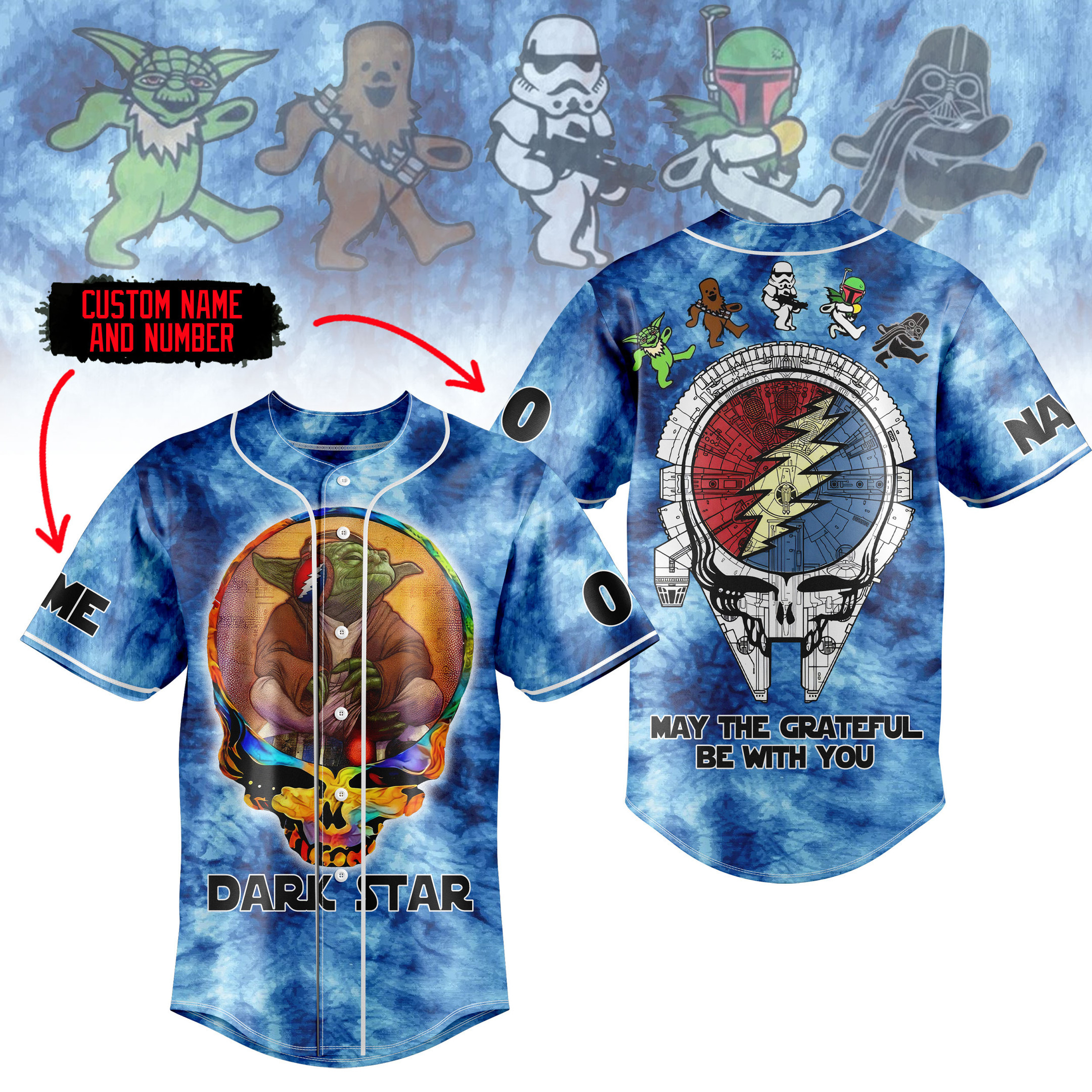 Grateful Dead Music X Star Wars Personalized Baseball Jersey For Fan