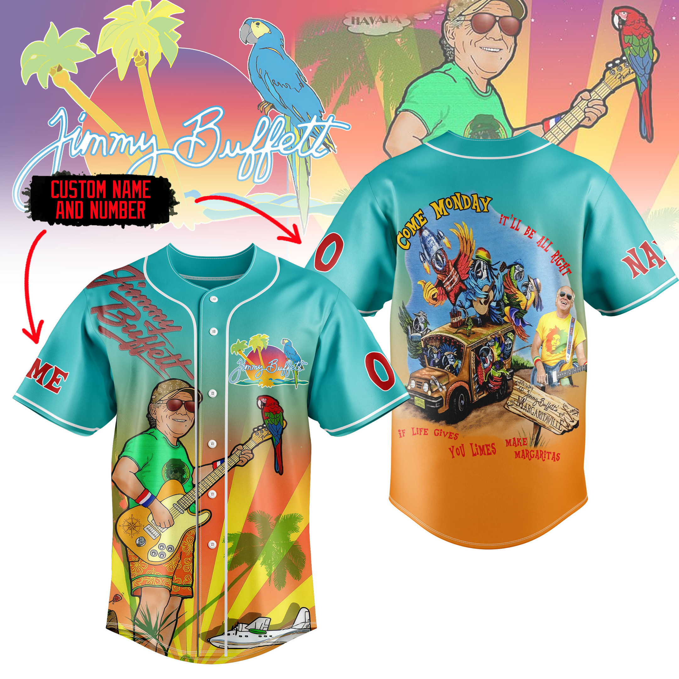 Jimmy Buffett Music Personalized Baseball Jersey For Fan